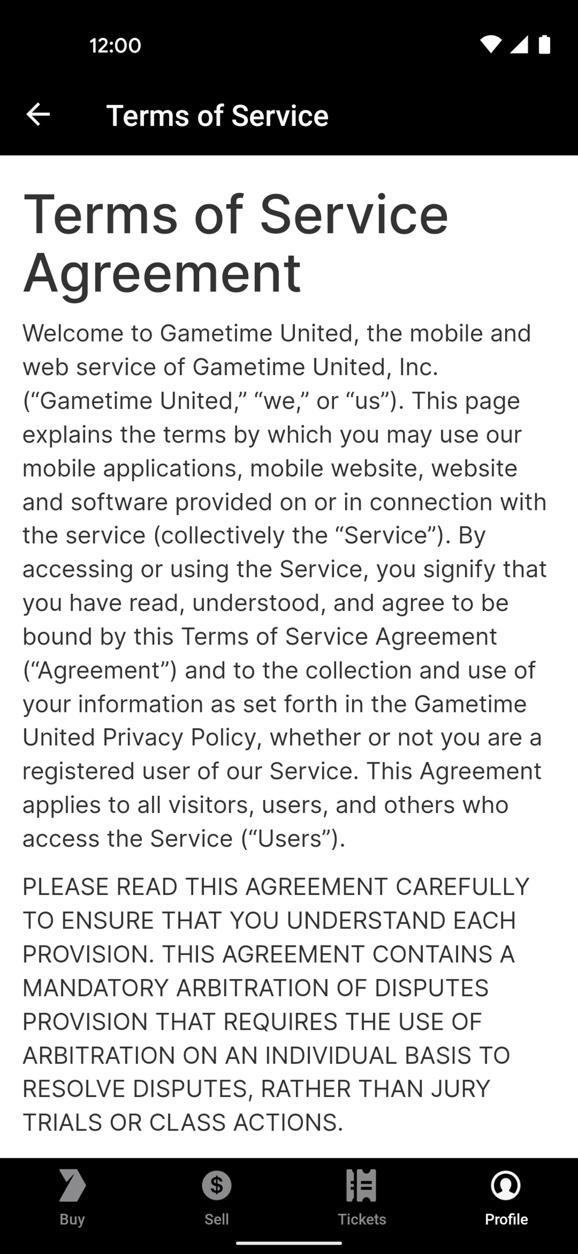 Gametime Android Entertainment interface screenshot 9
