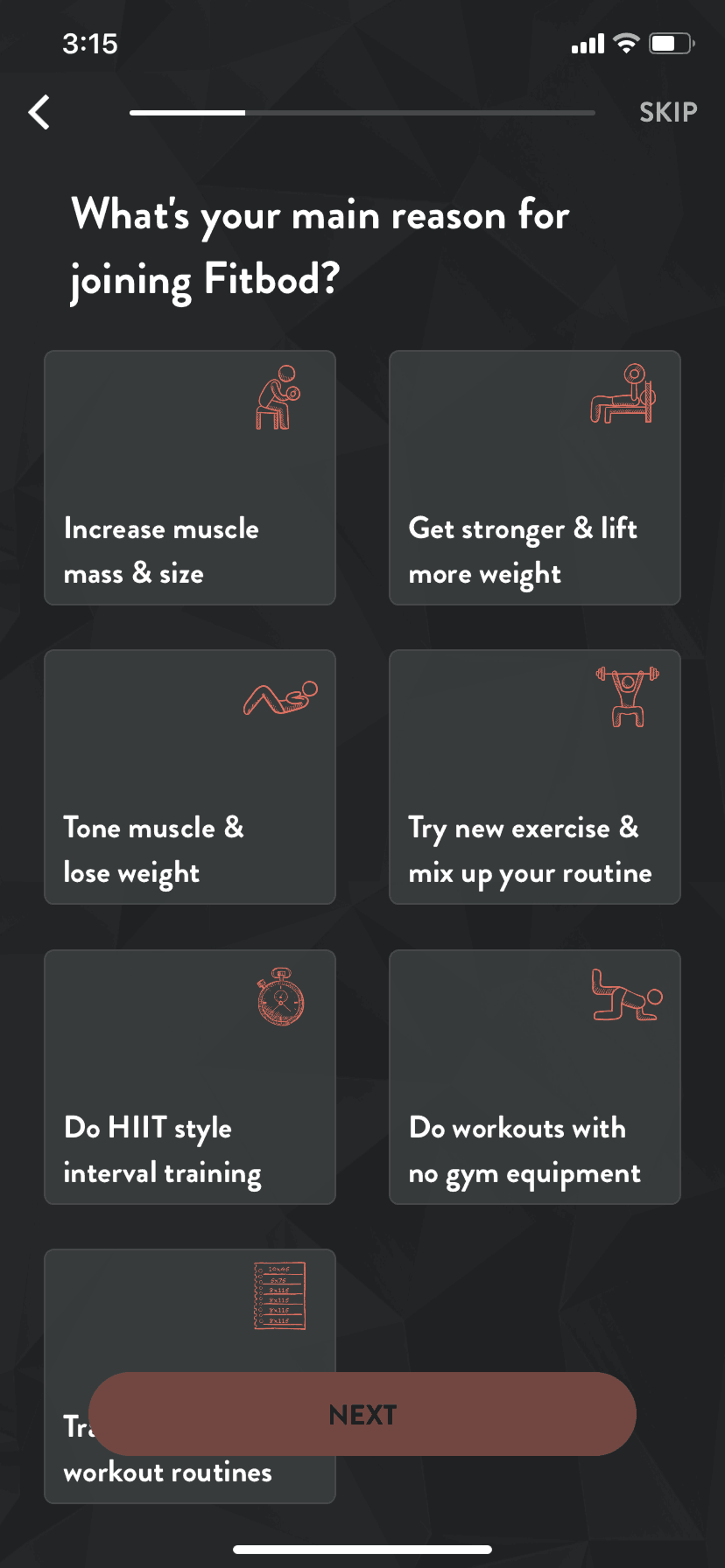 Fitbod iOS Health & Fitness interface screenshot 8