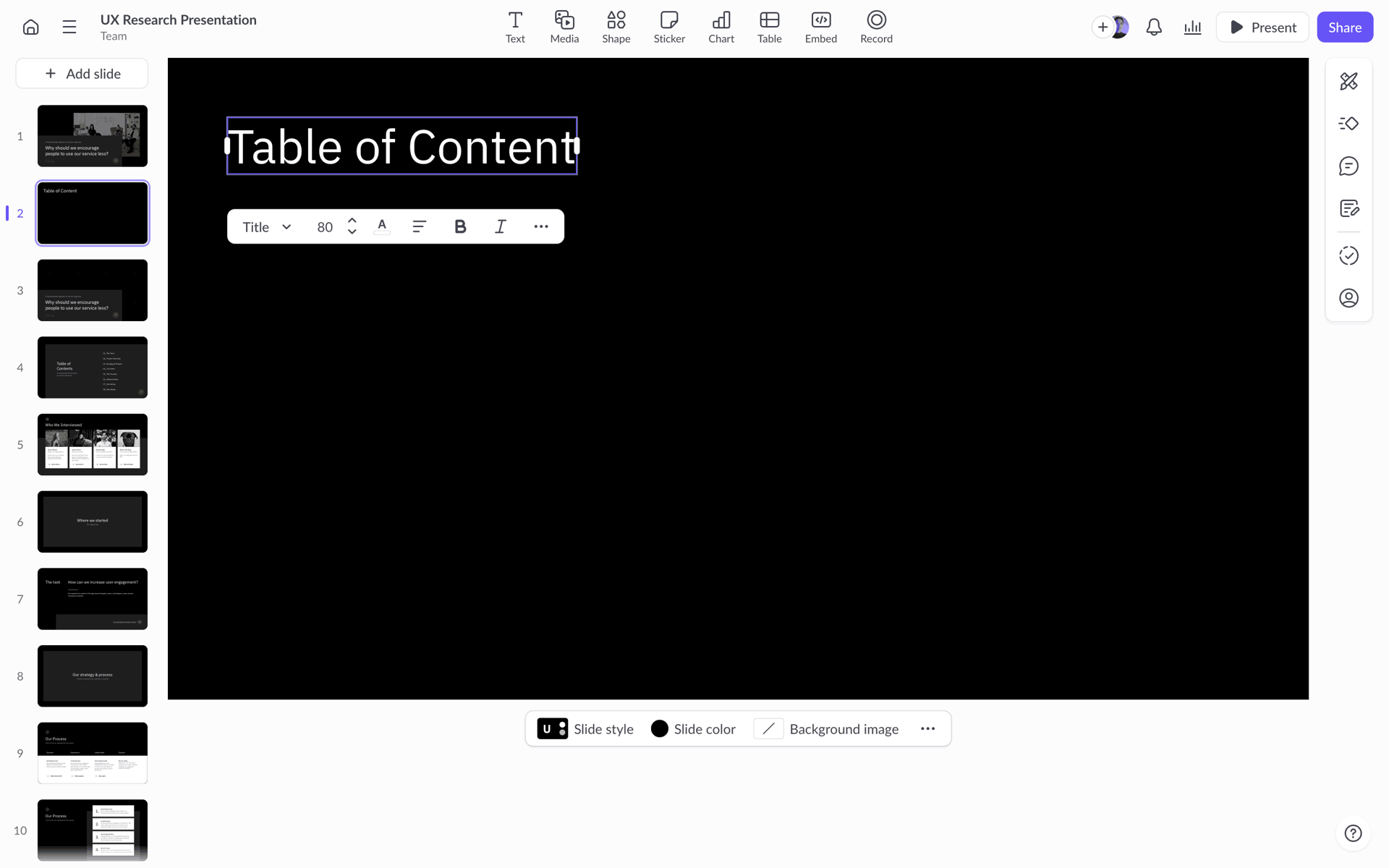 Pitch Web Collaboration interface screenshot 7