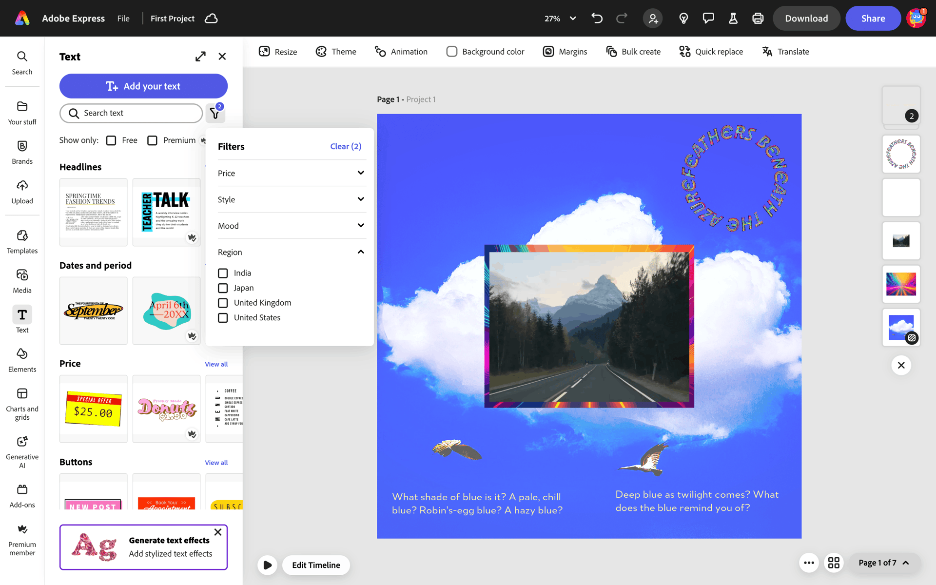 Adobe Express Web AI interface screenshot 11