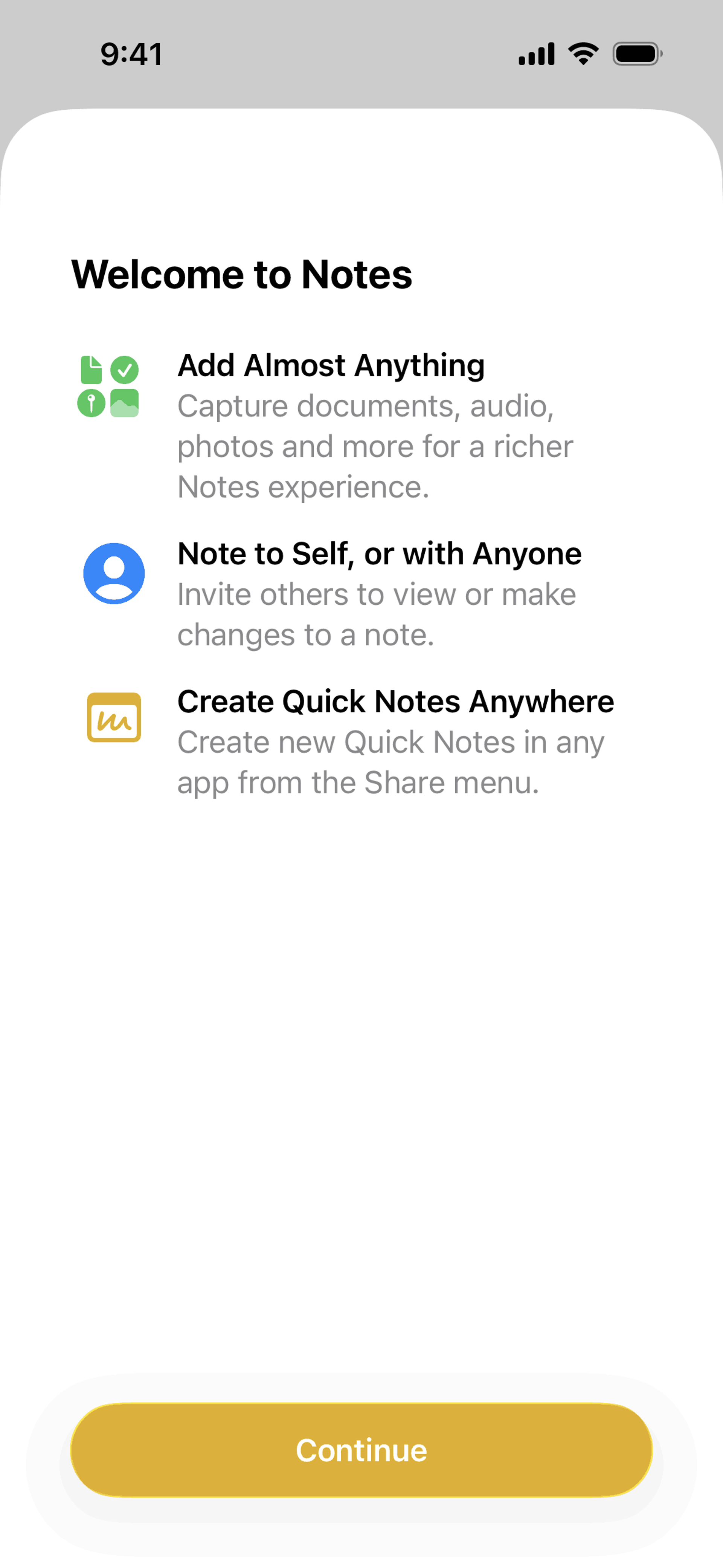 Apple Notes iOS Productivity interface screenshot 1