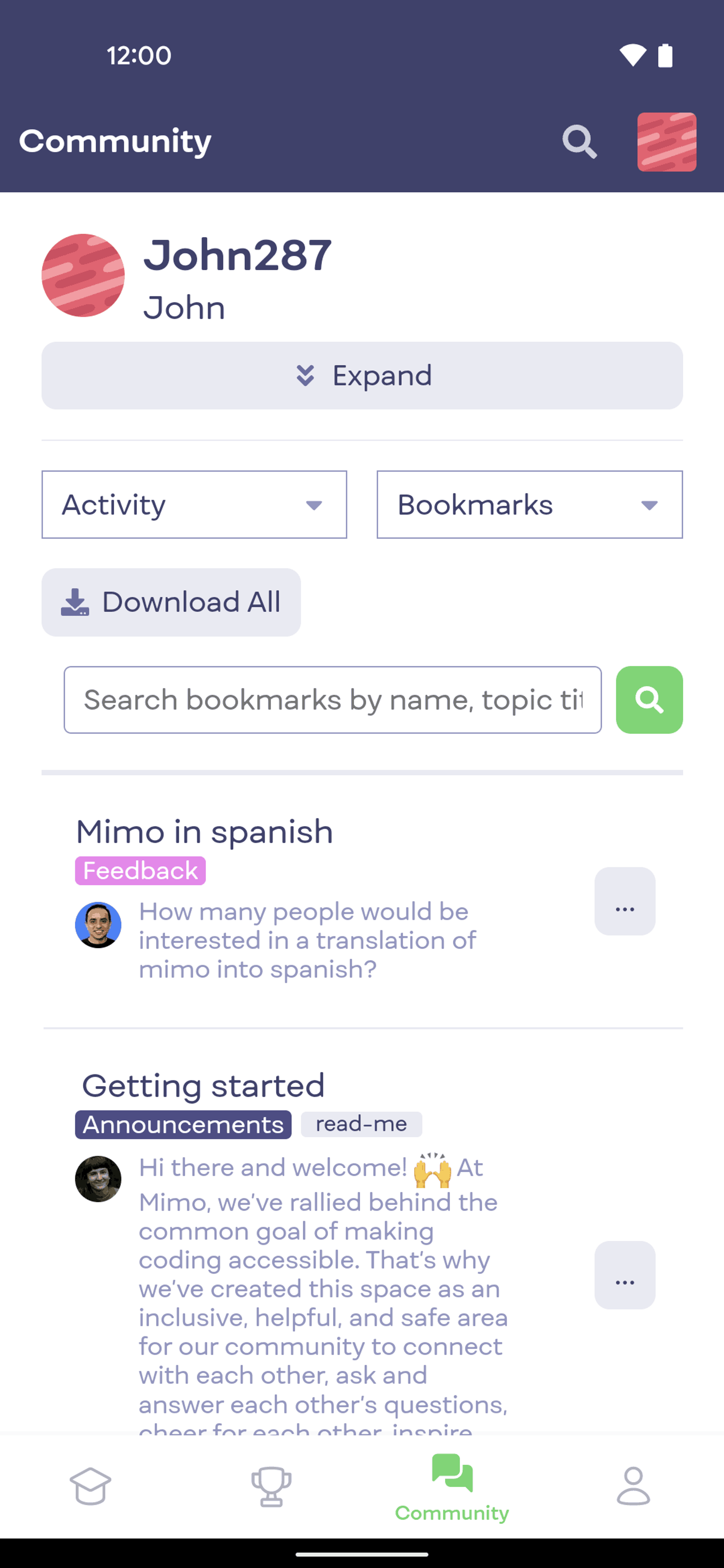 Mimo Android Education interface screenshot 6