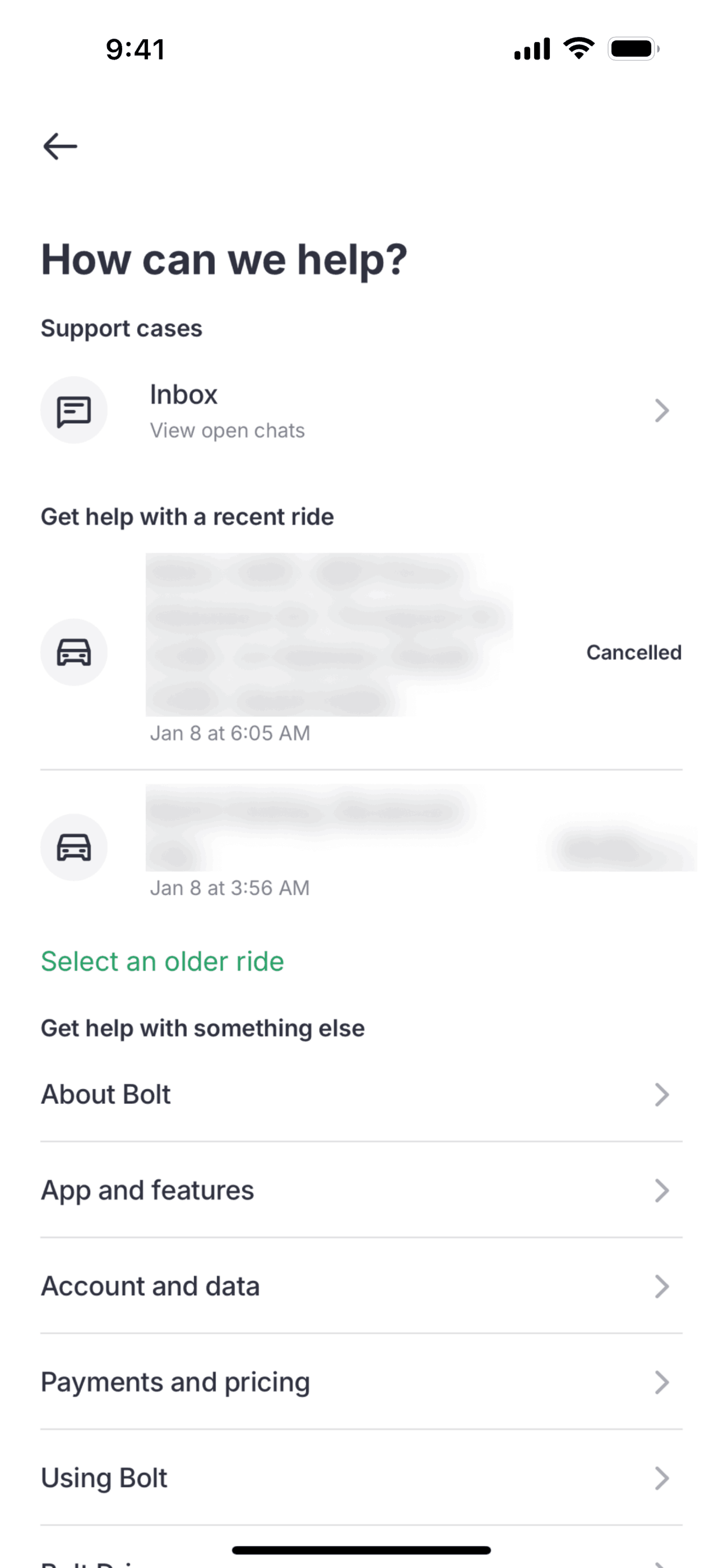 Bolt iOS Travel & Transportation interface screenshot 7