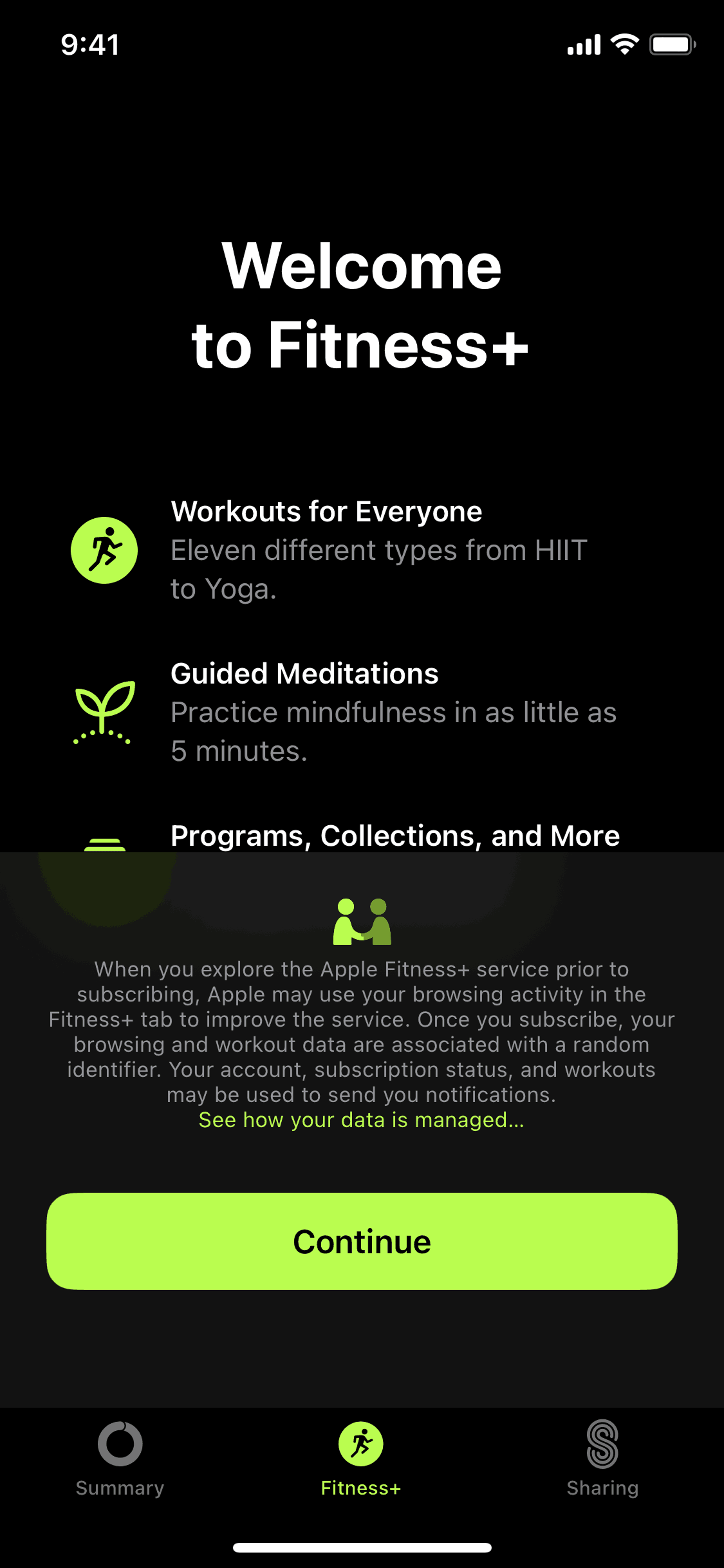 Apple Fitness iOS Health & Fitness interface screenshot 3