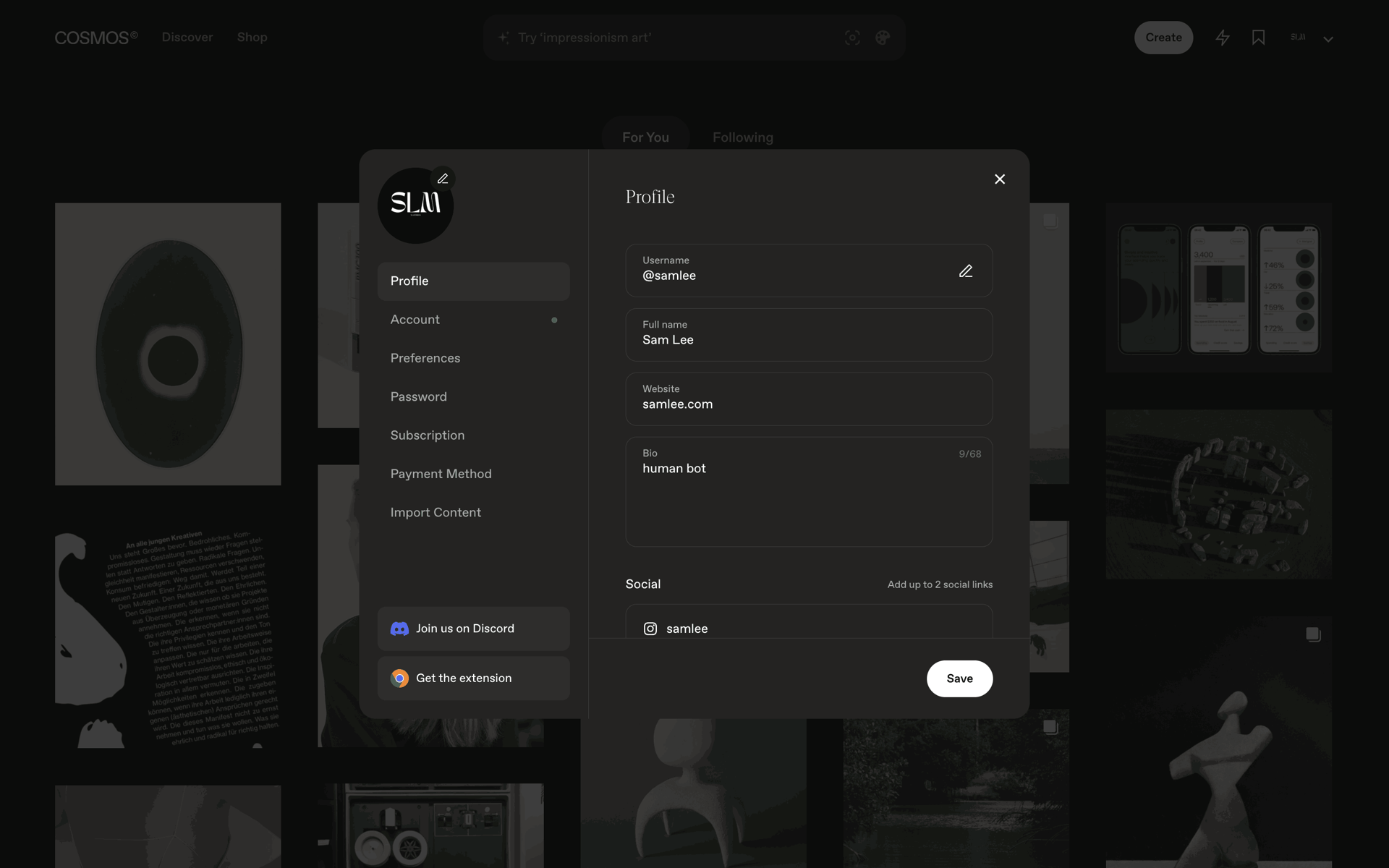 Cosmos Web Photo & Video interface screenshot 14
