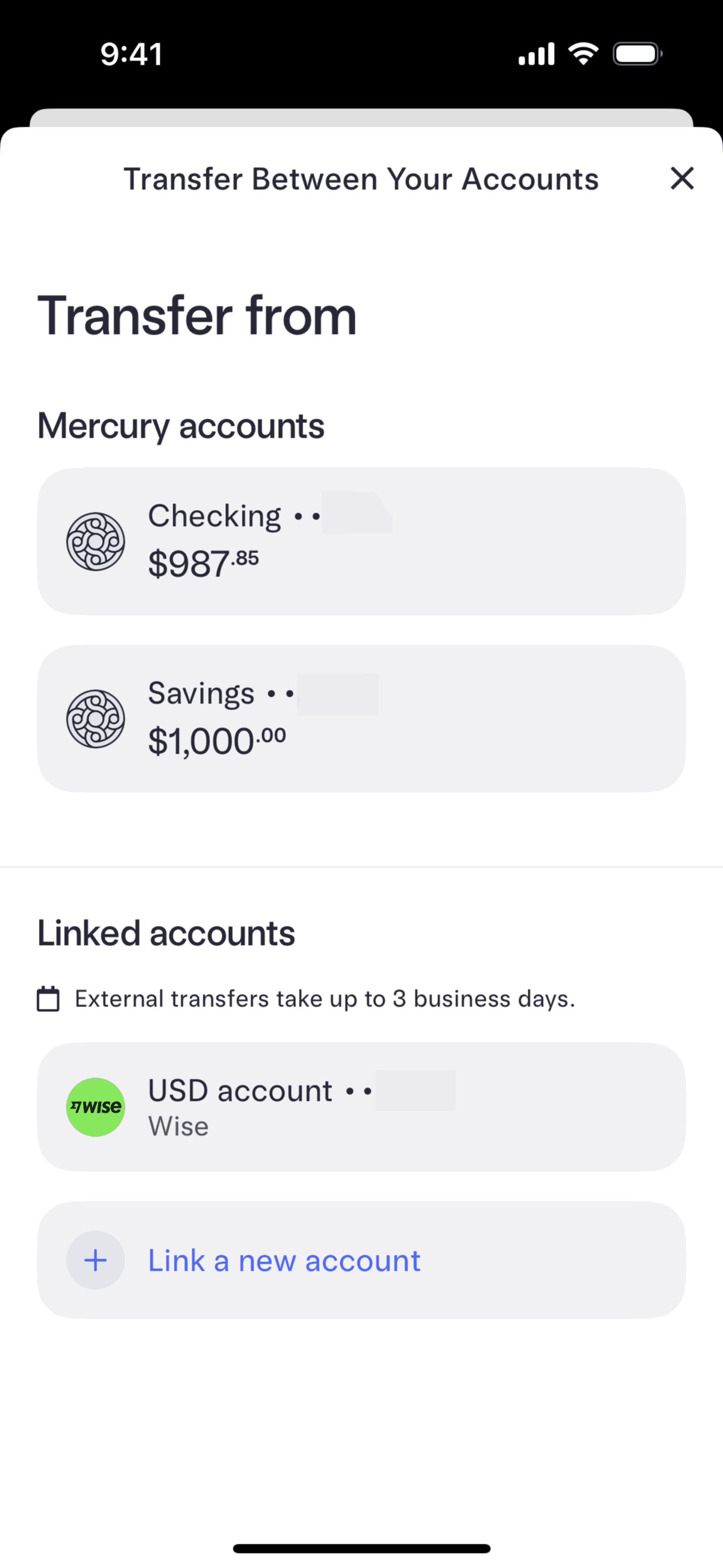 Mercury iOS Finance interface screenshot 22