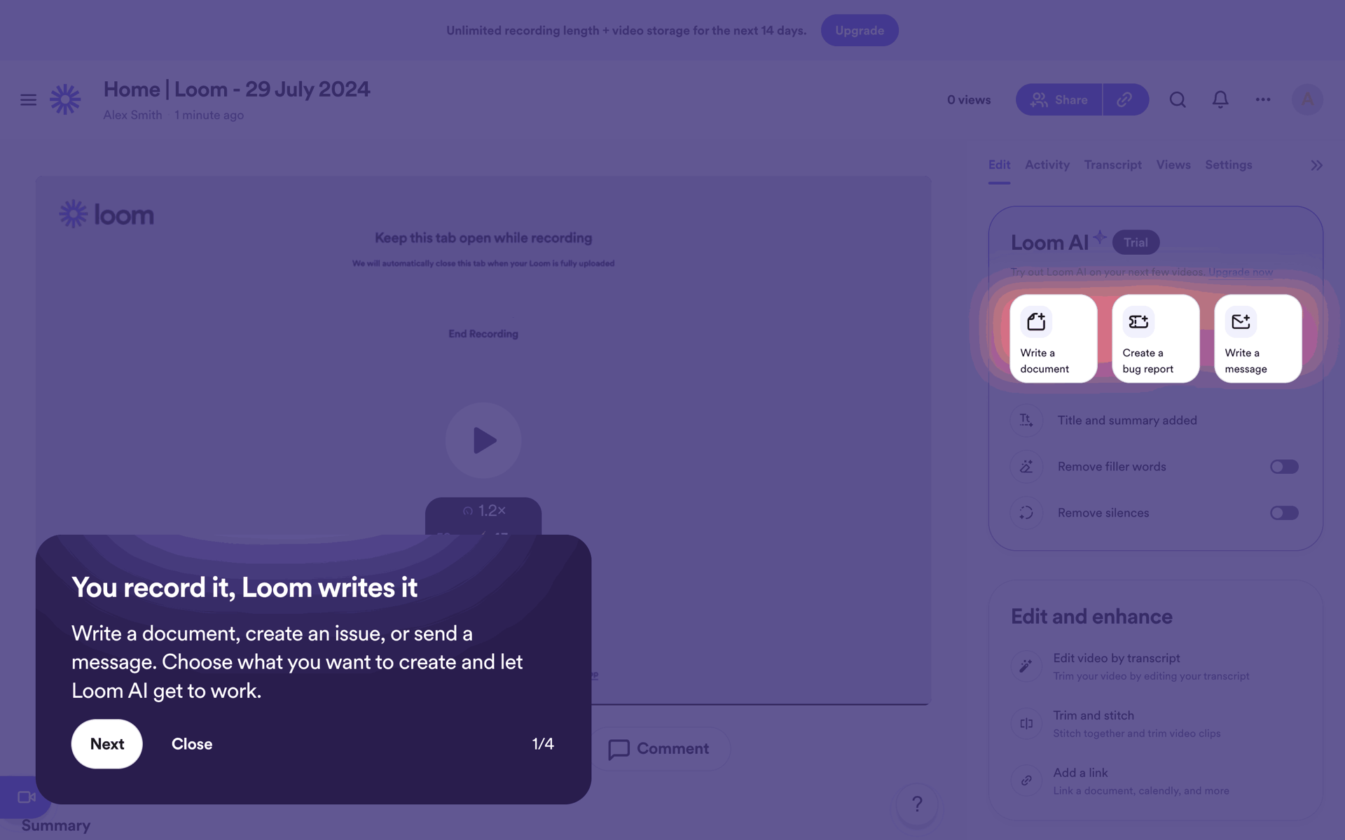 Loom Web Photo & Video interface screenshot 6