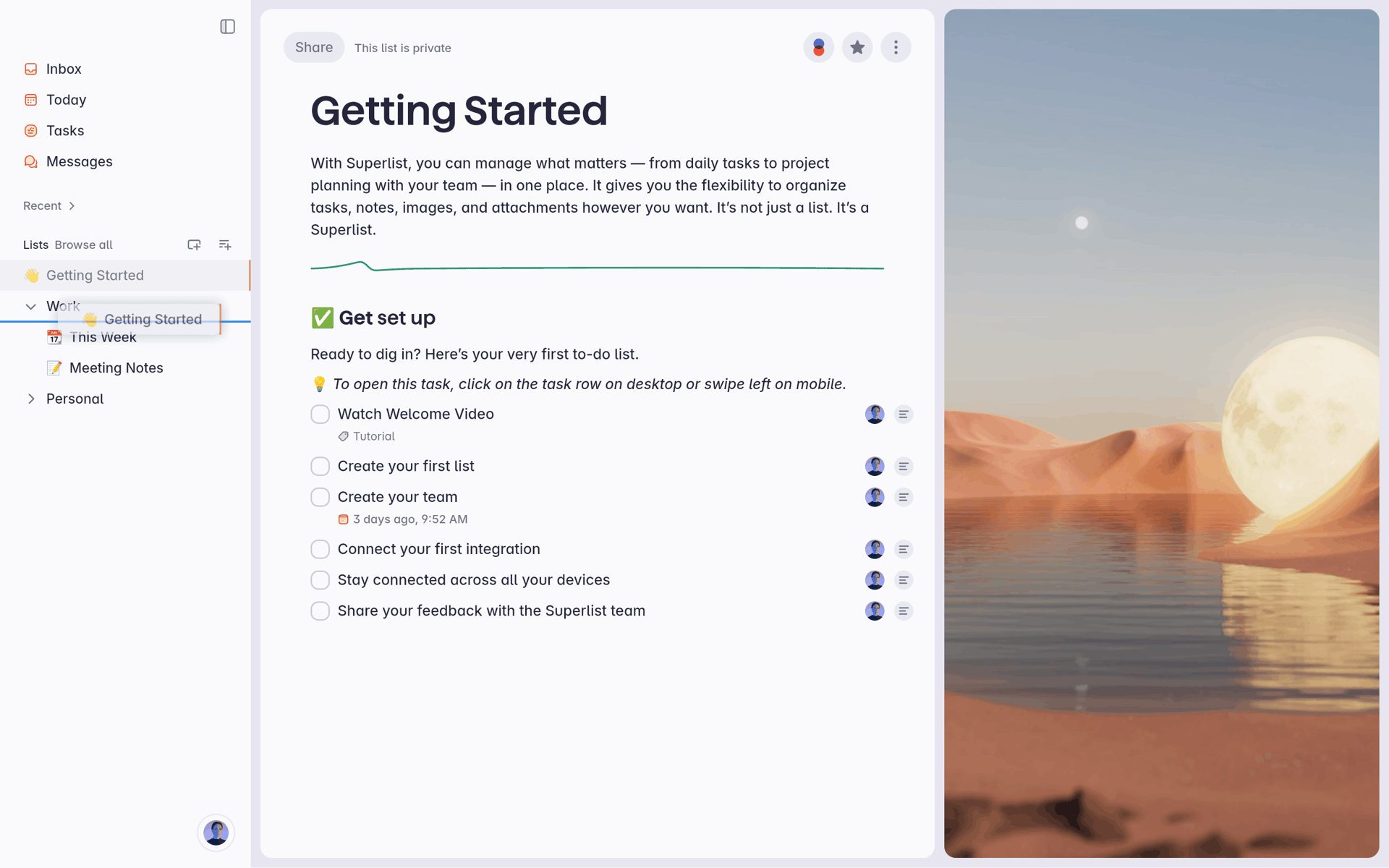 Superlist Web Productivity interface screenshot 5