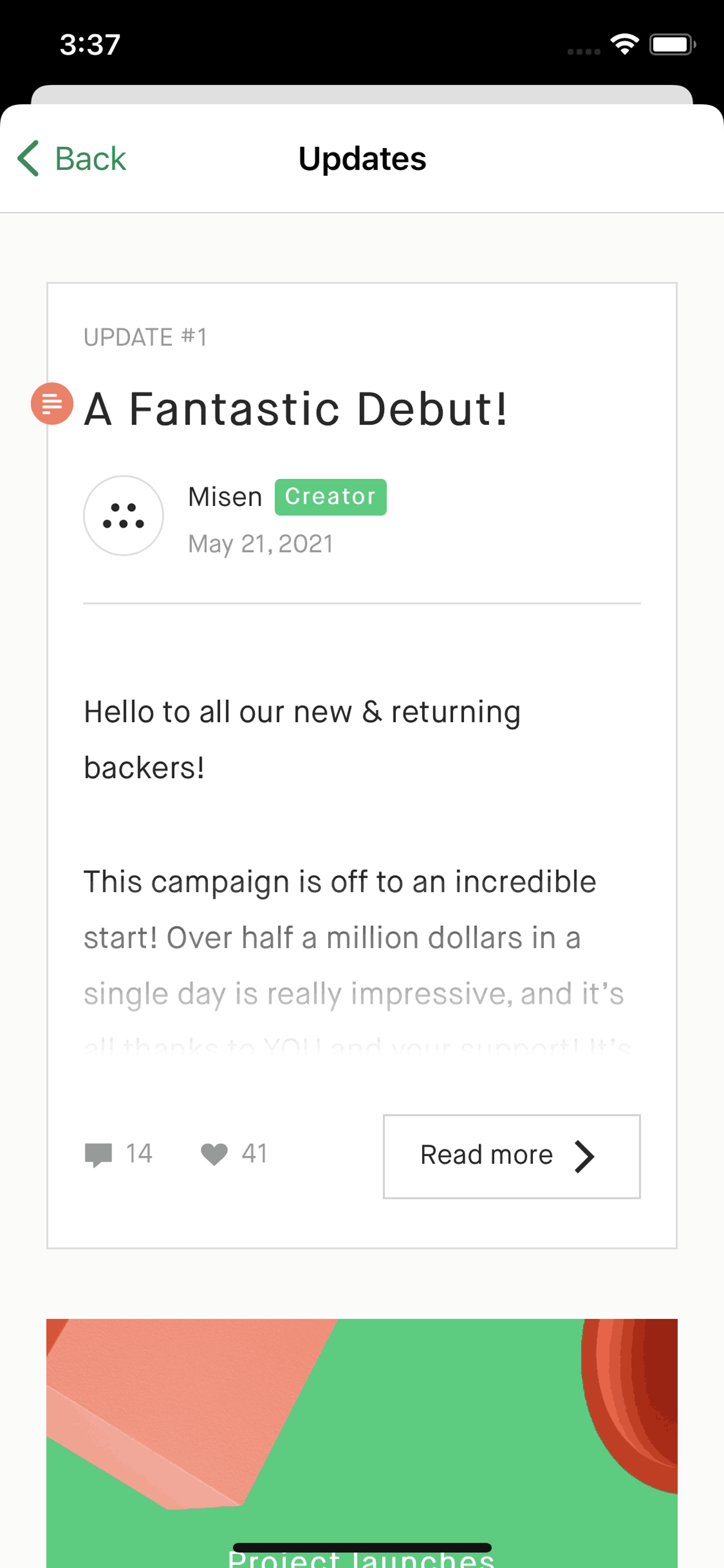 Kickstarter iOS Social Networking interface screenshot 23