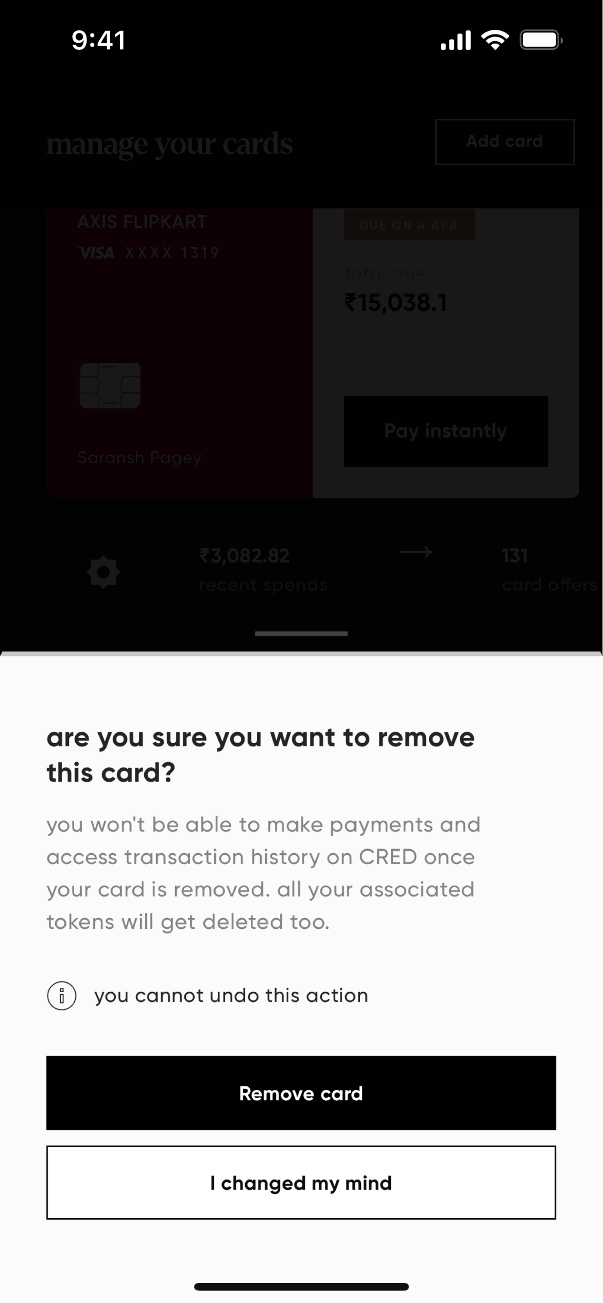 CRED iOS Finance interface screenshot 5