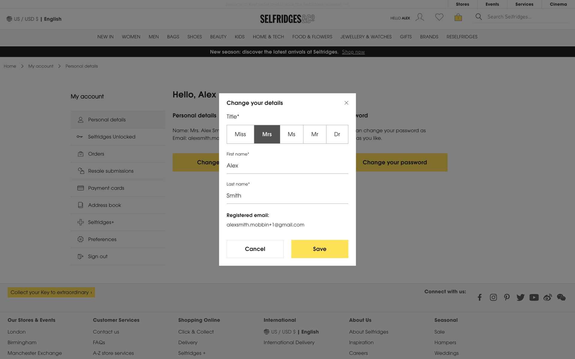 Selfridges Web Shopping interface screenshot 13