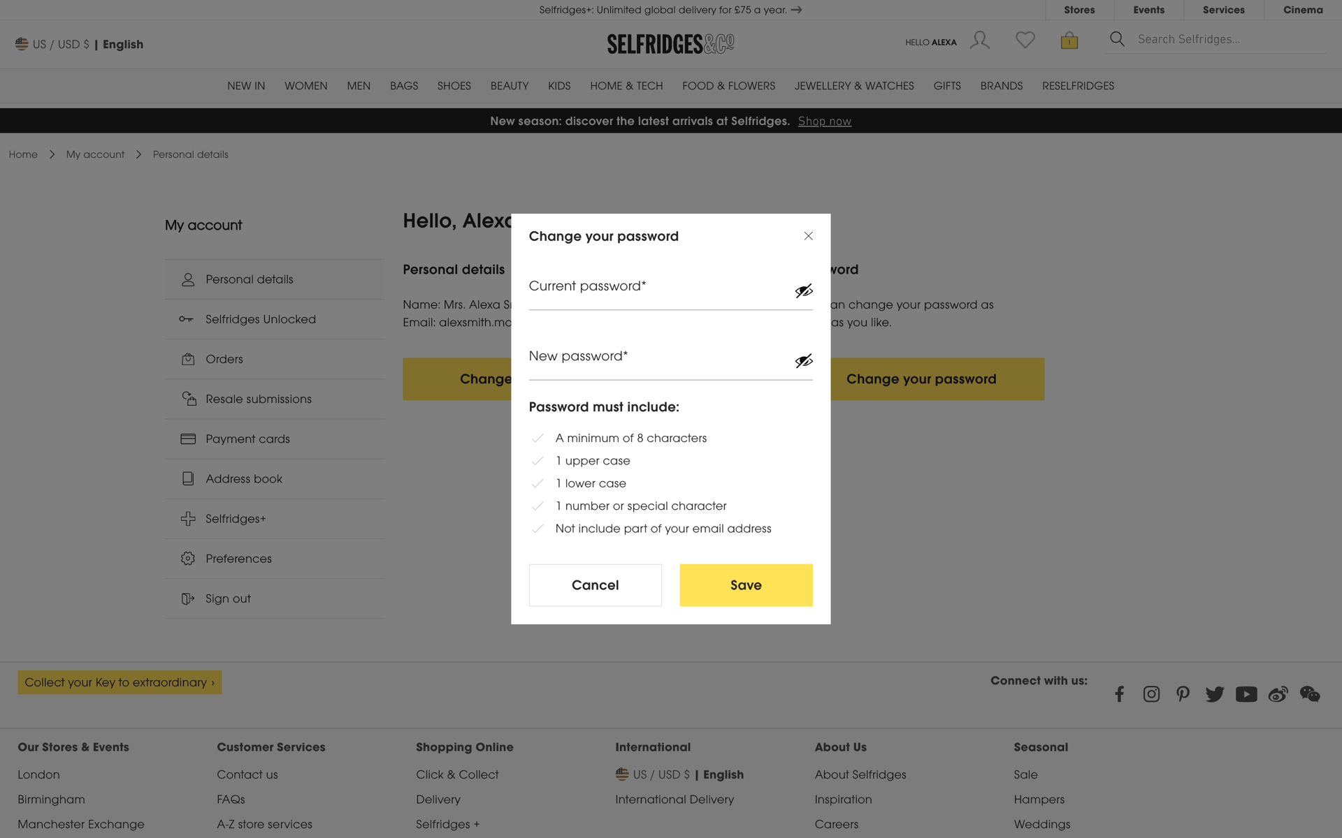 Selfridges Web Shopping interface screenshot 14