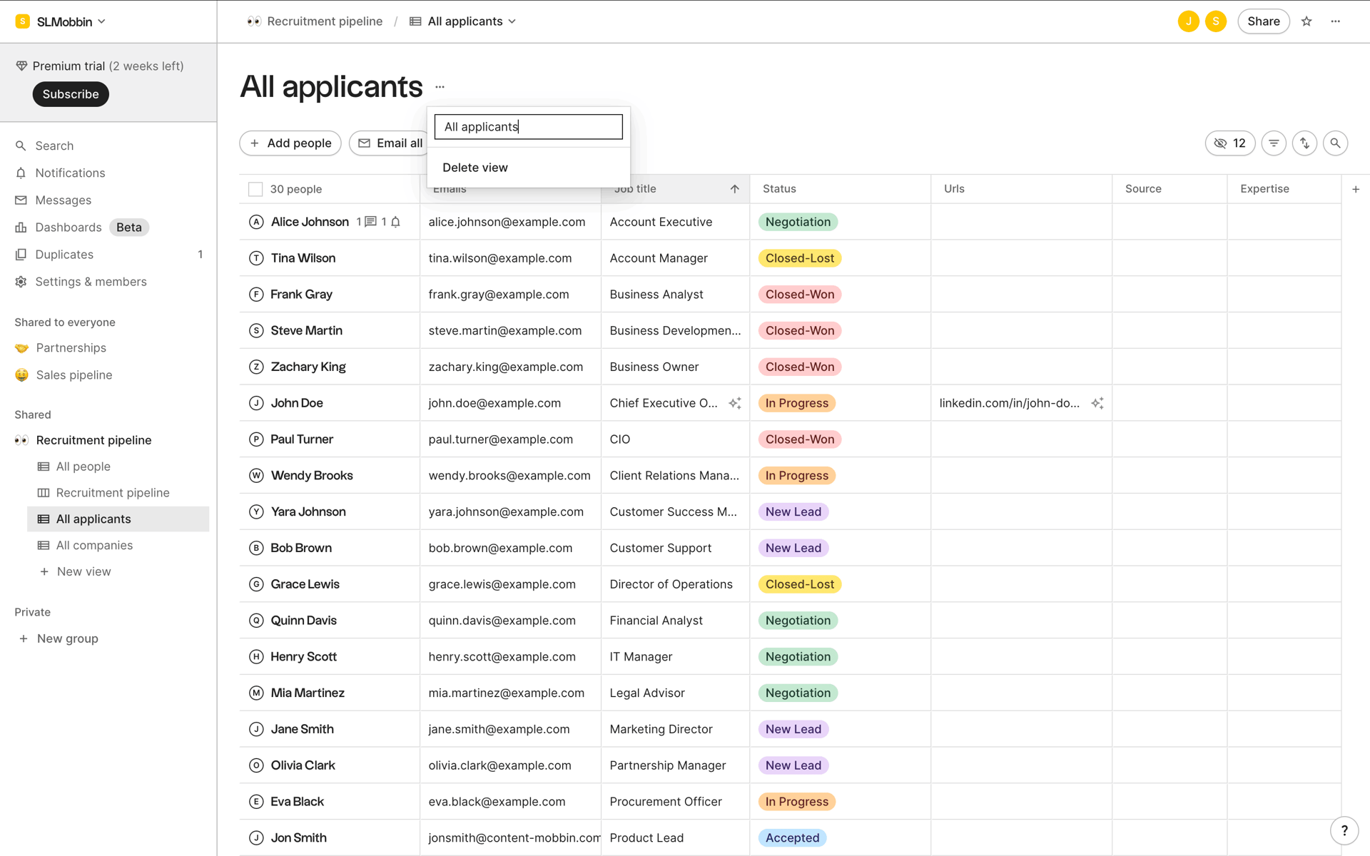 folk Web Business interface screenshot 21