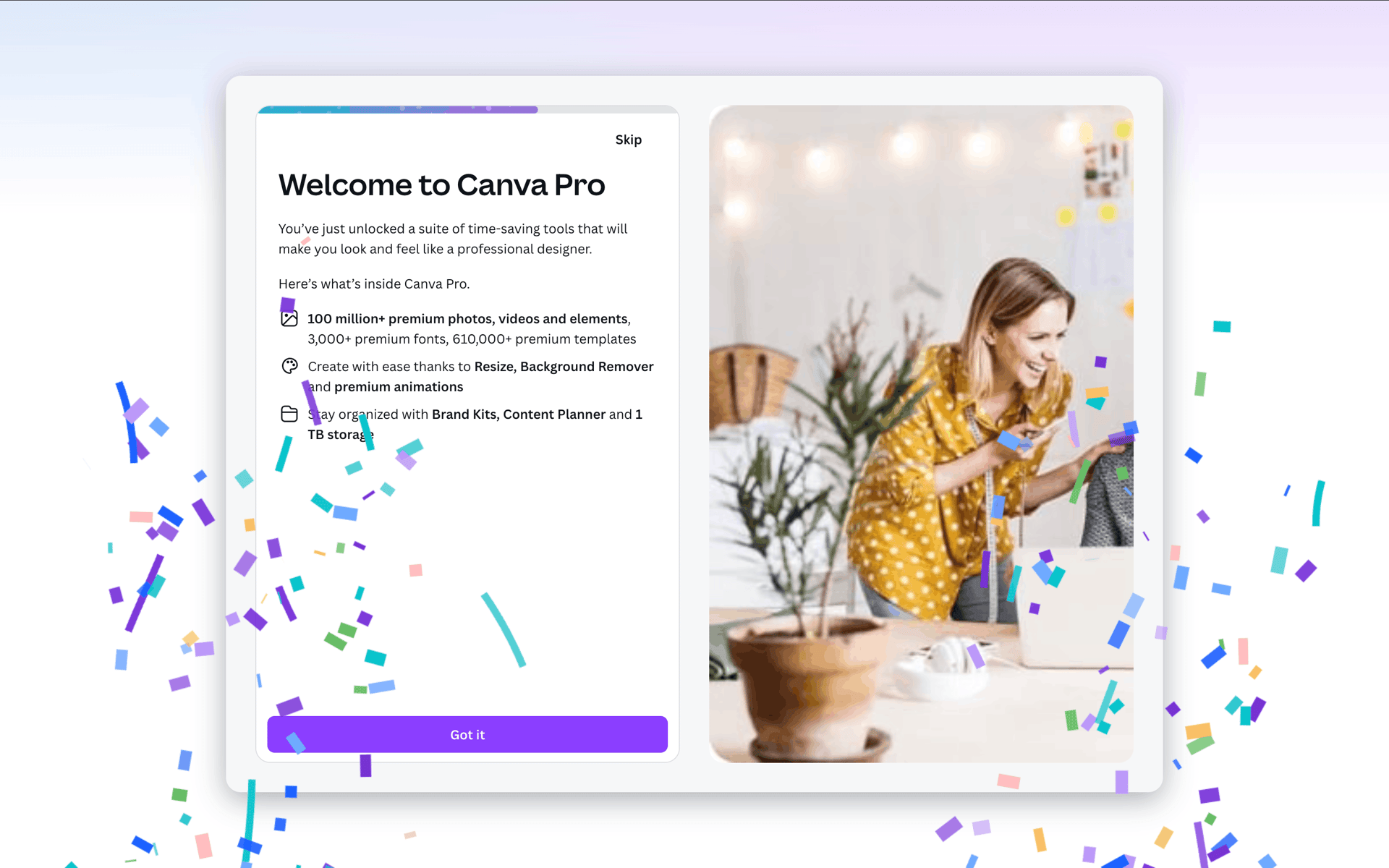 Onboarding on Canva (web) screen 16