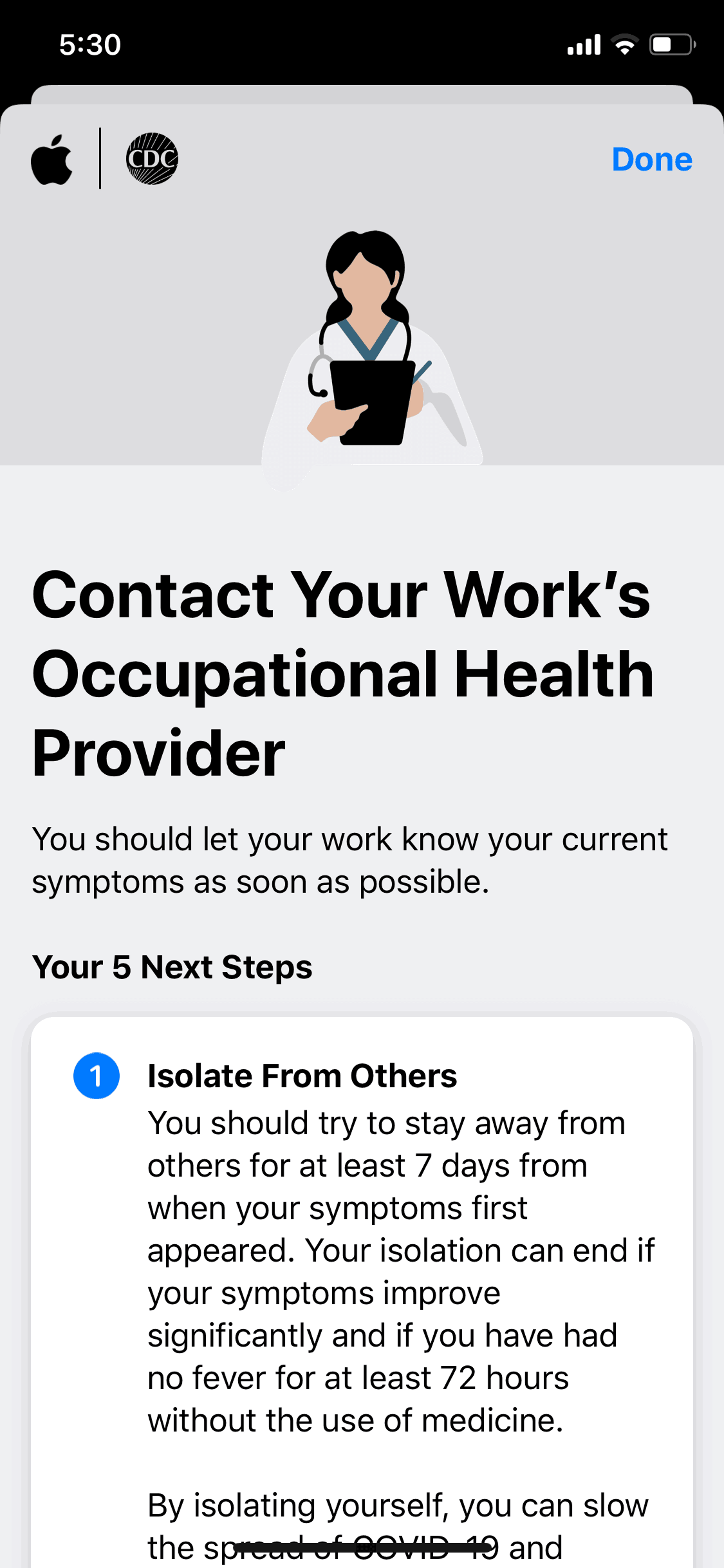 Apple COVID 19 iOS Health & Fitness interface screenshot 16