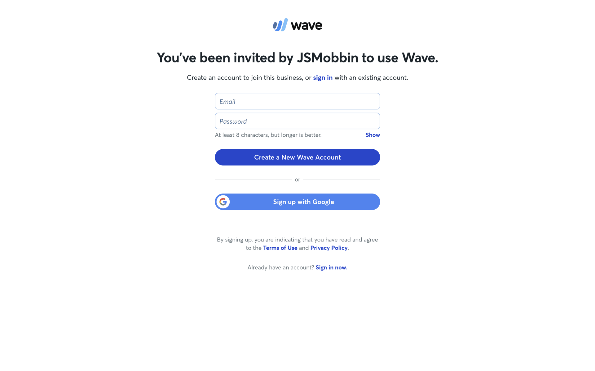 Wave Web Business interface screenshot 2