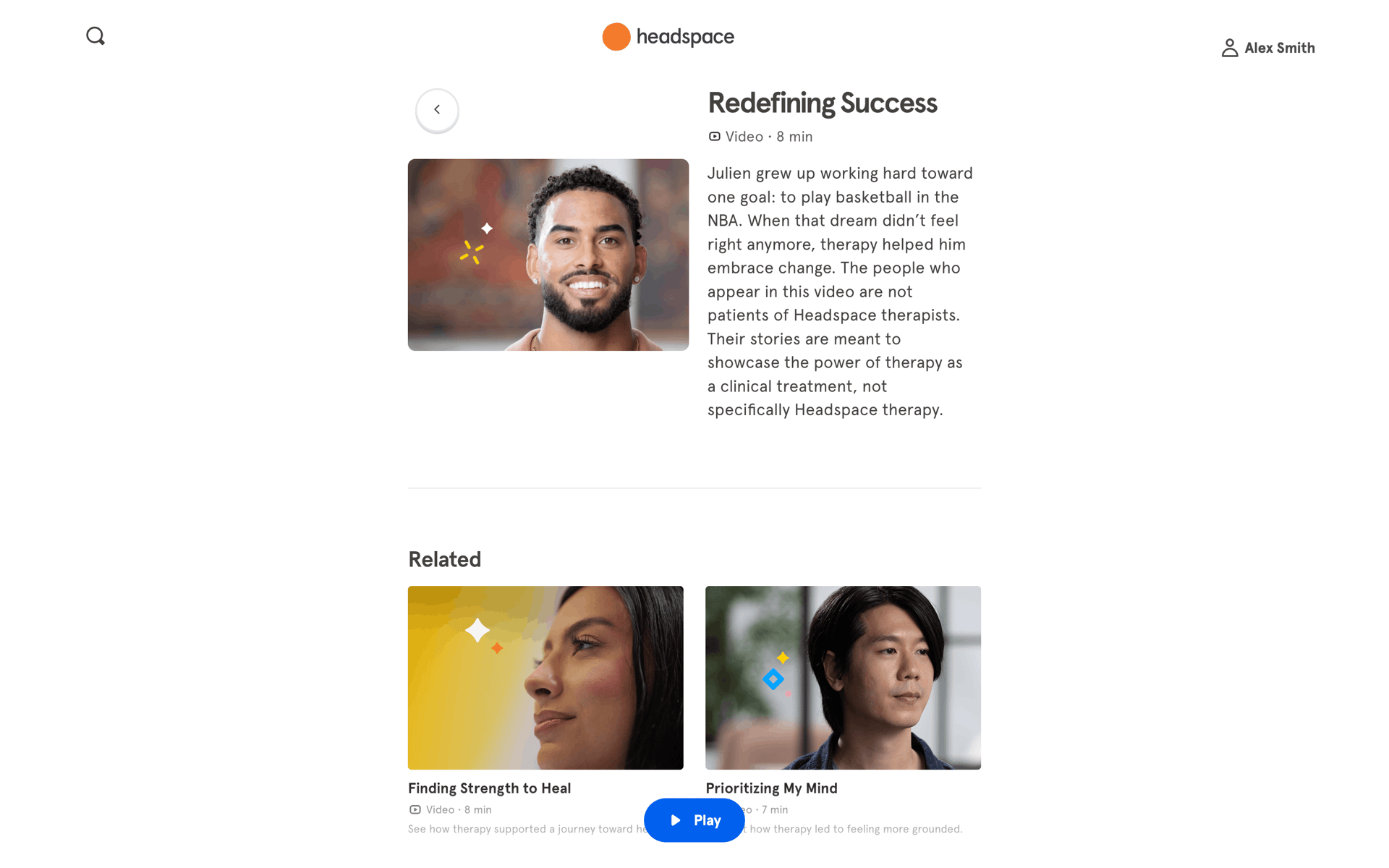 Headspace Web Health & Fitness interface screenshot 16