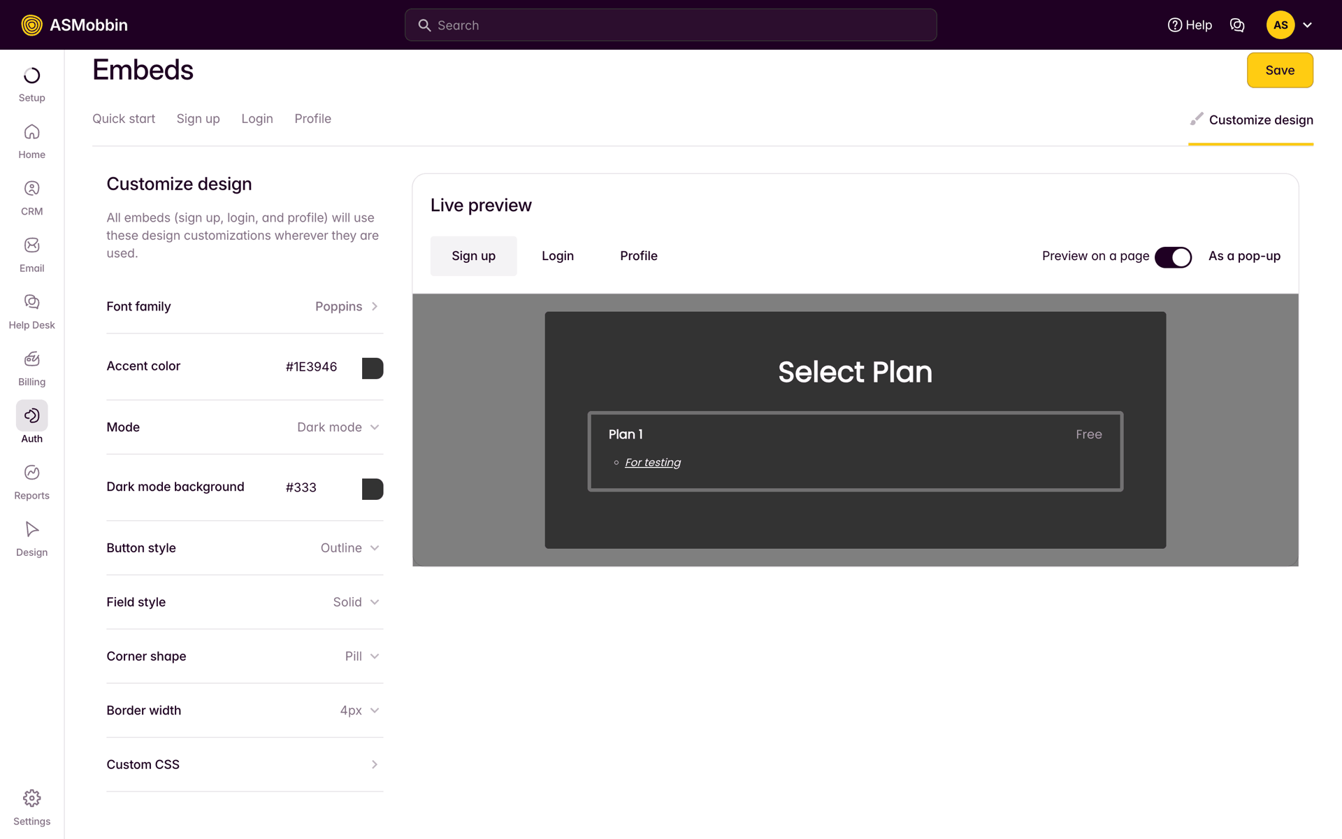 Outseta Web Business interface screenshot 5
