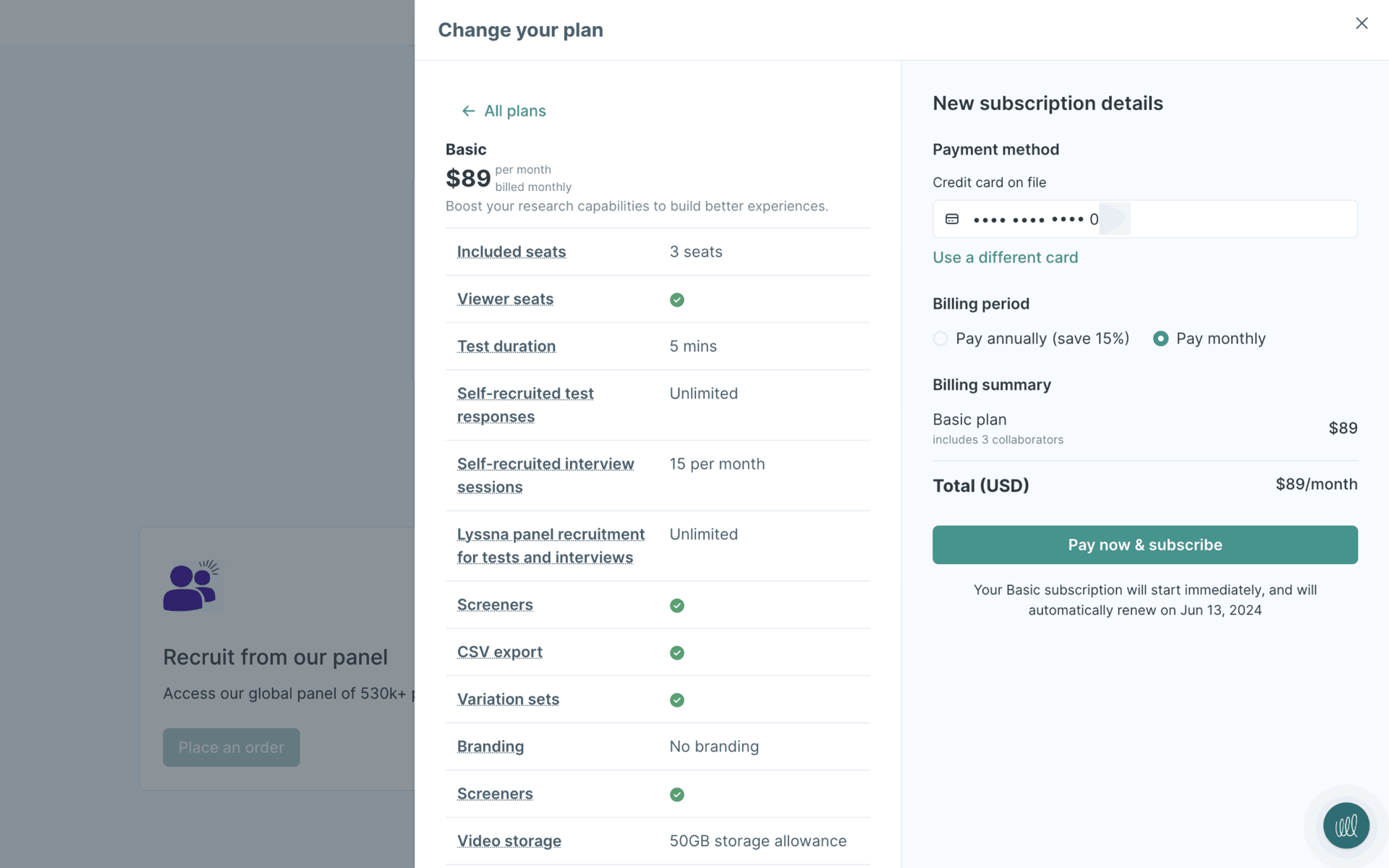 Lyssna Web Business interface screenshot 9