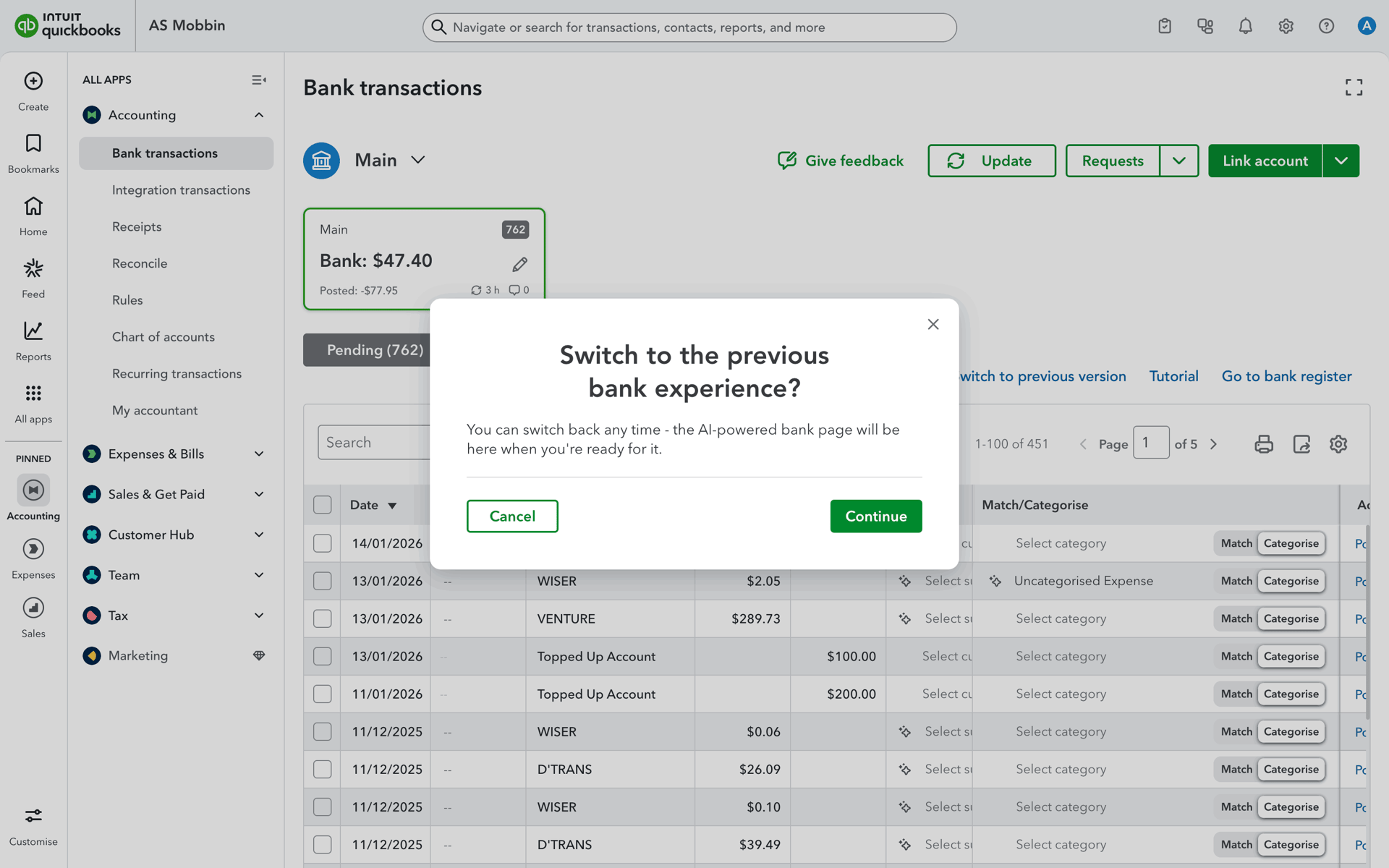 QuickBooks Web accounting interface screenshot 22