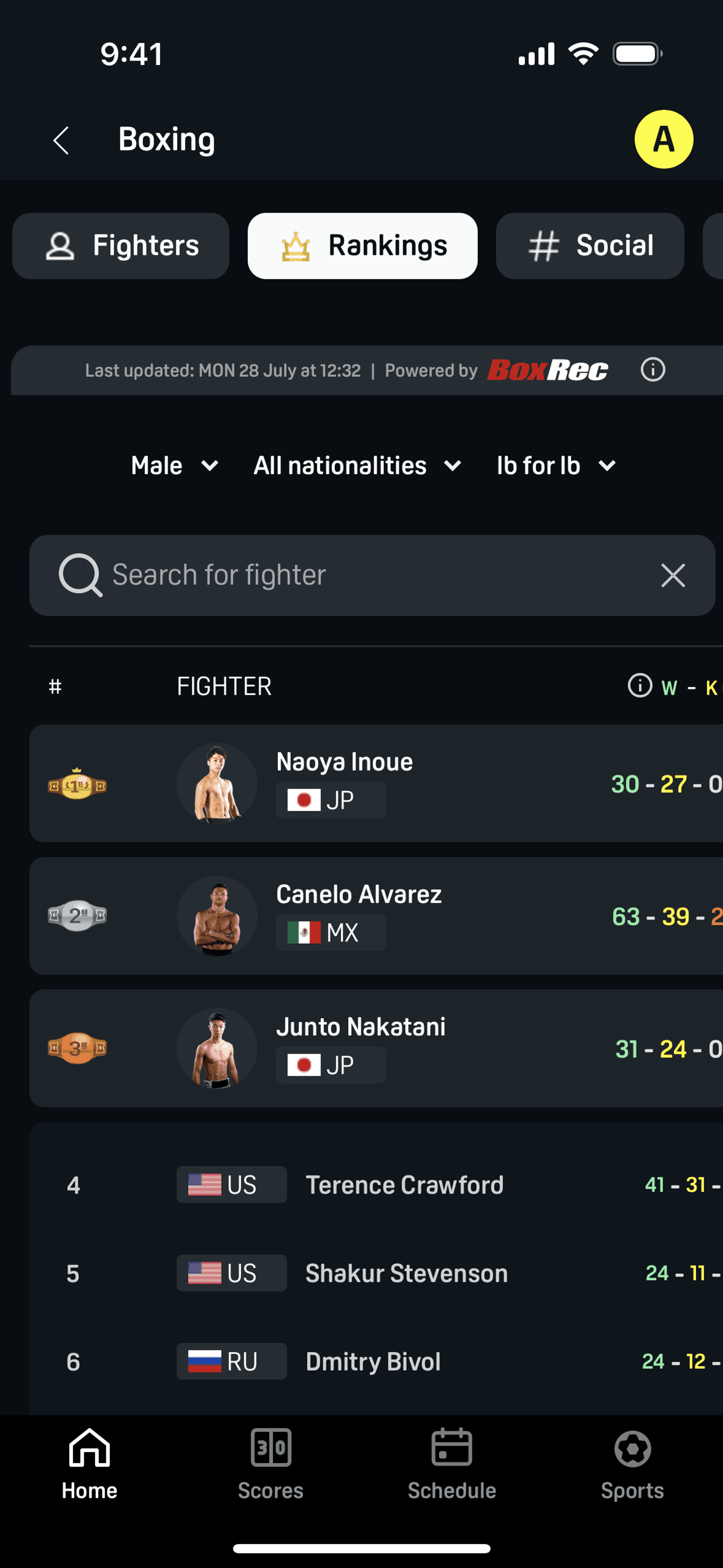 DAZN iOS Sports interface screenshot 16
