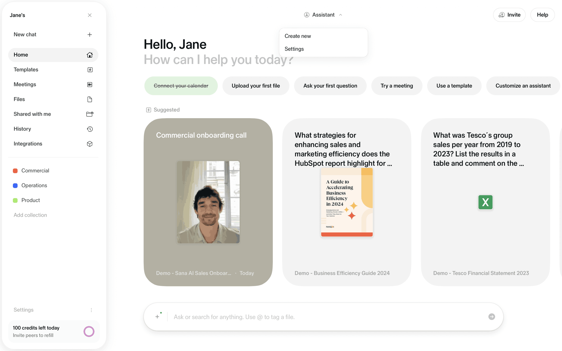 Sana AI Web Business interface screenshot 19