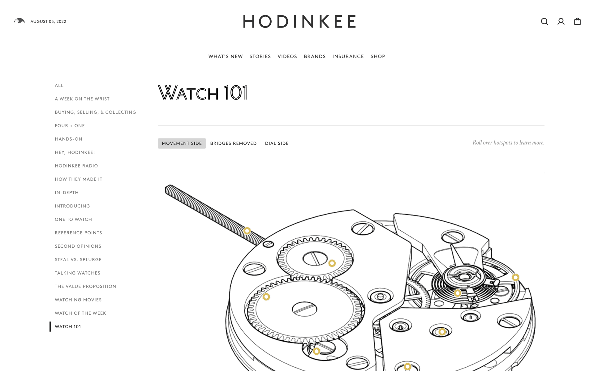 HODINKEE Web Lifestyle interface screenshot 7