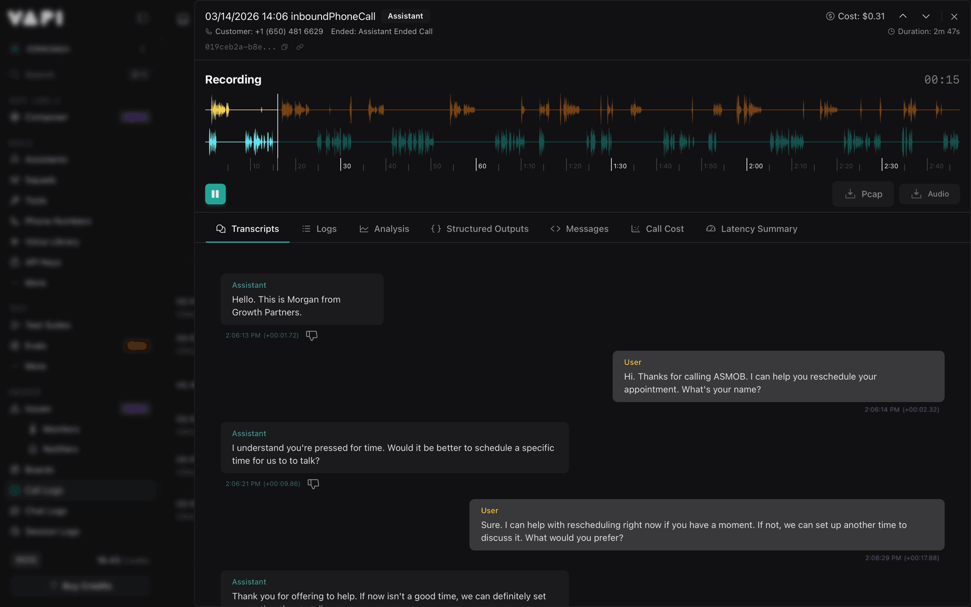 Vapi Web AI interface screenshot 24