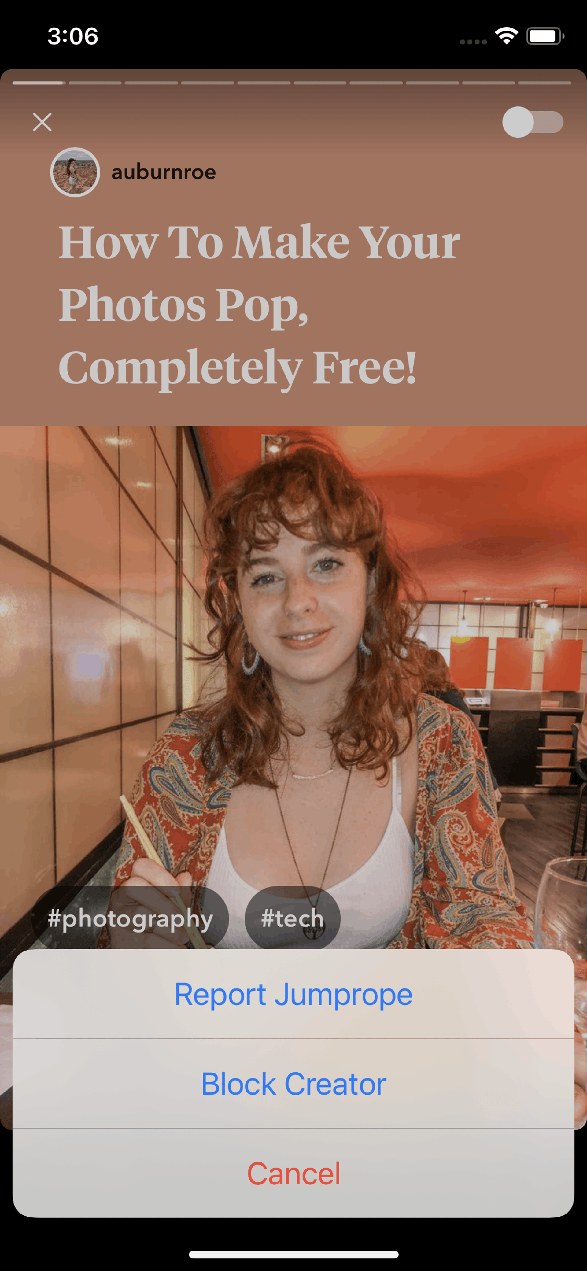 Jumprope iOS Photo & Video interface screenshot 17