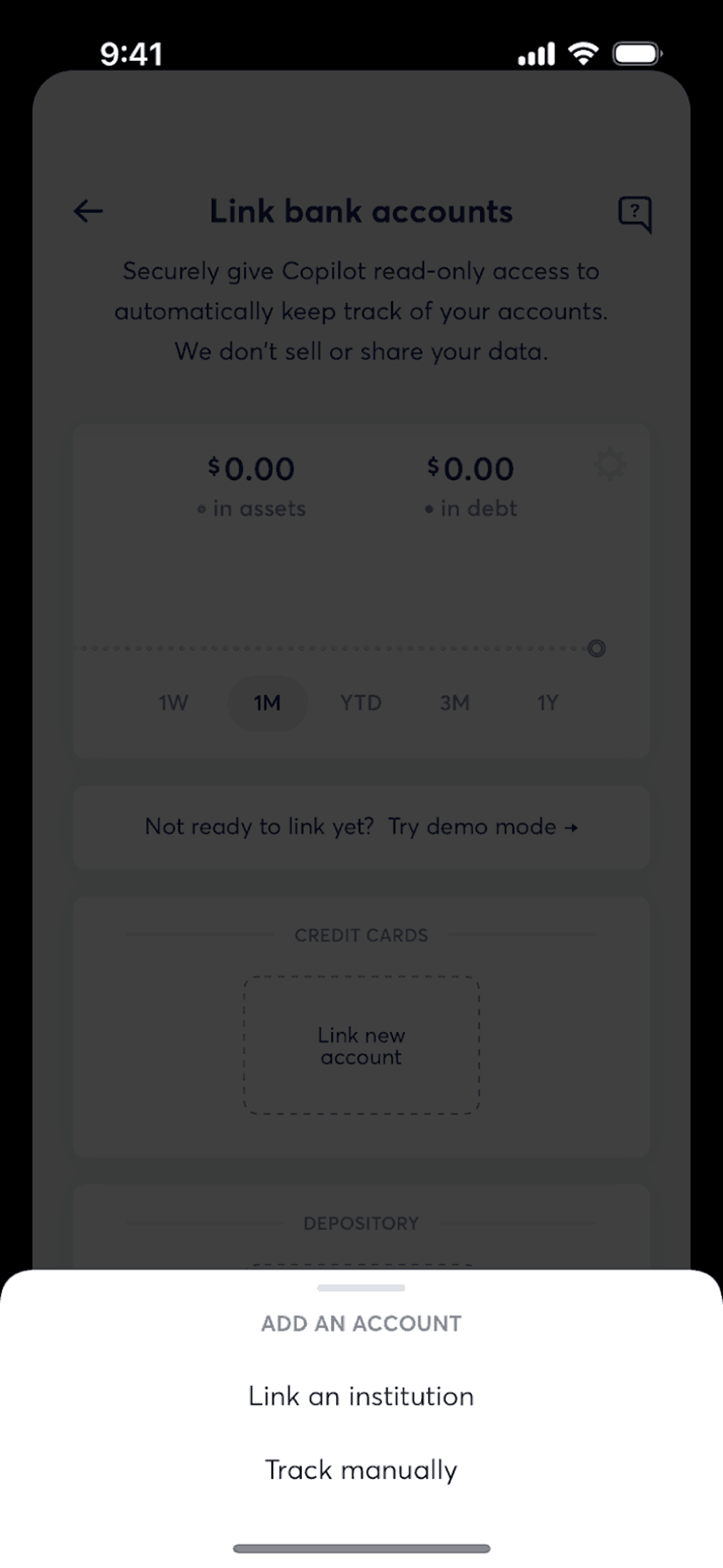Copilot iOS Finance interface screenshot 22