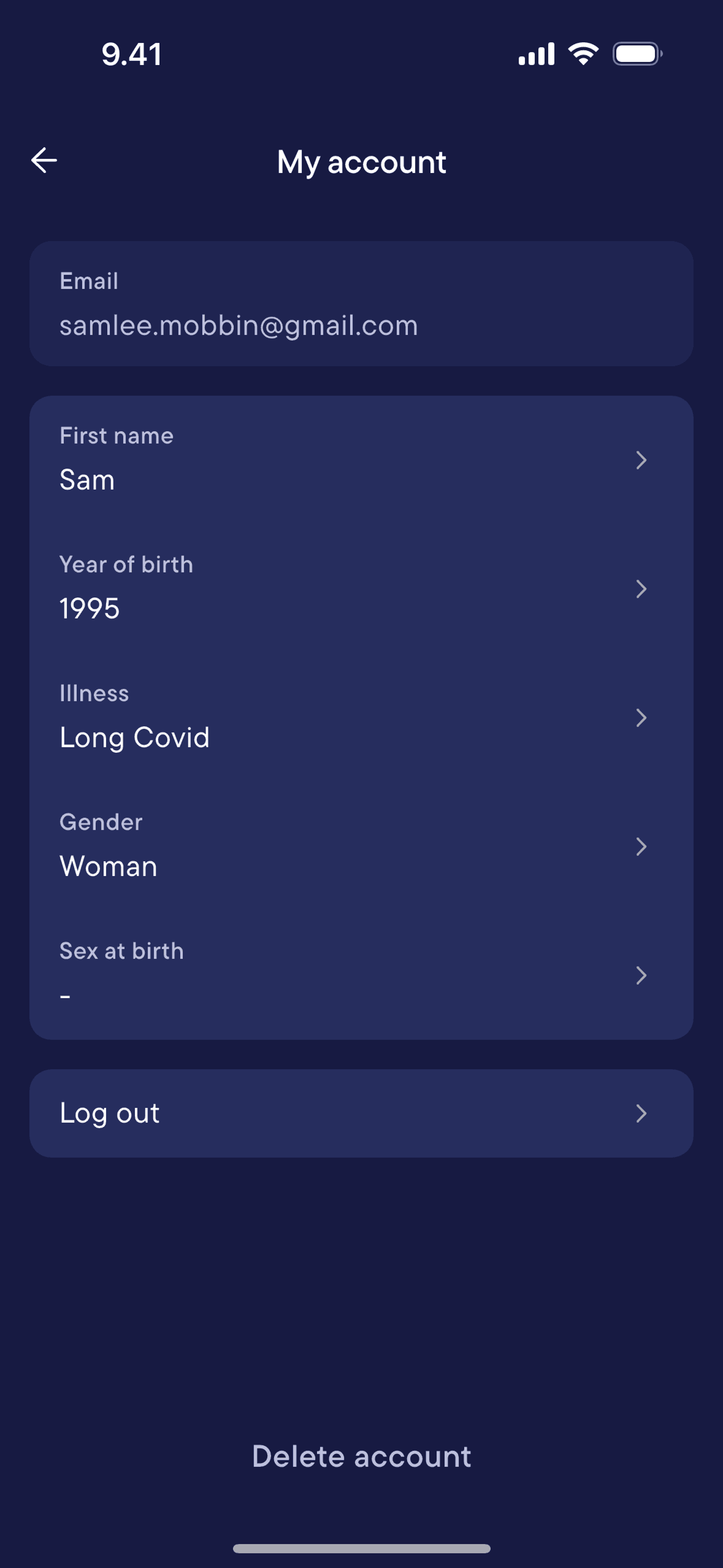 Visible iOS Health & Fitness interface screenshot 5