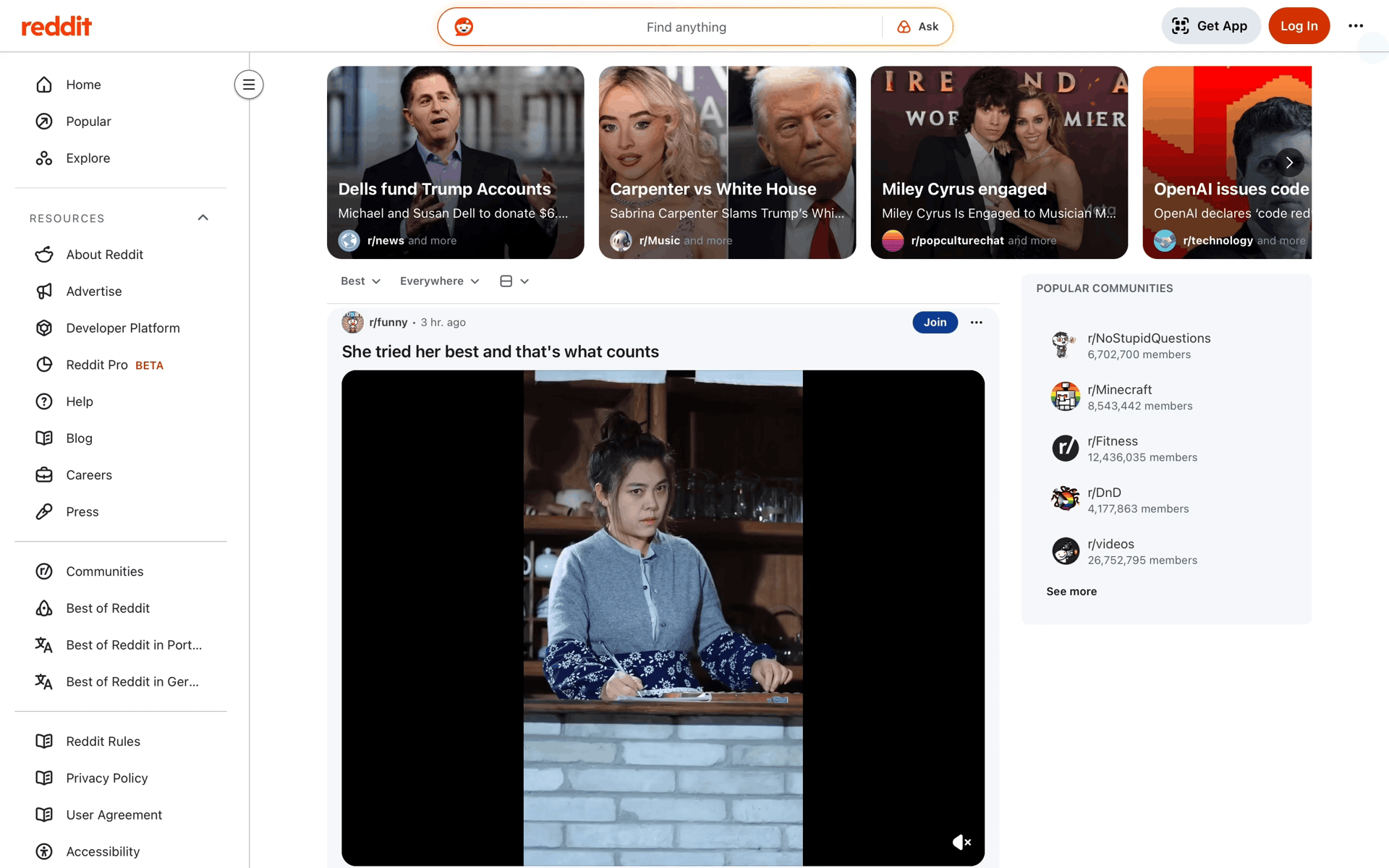 Reddit Web Social Networking interface screenshot 1