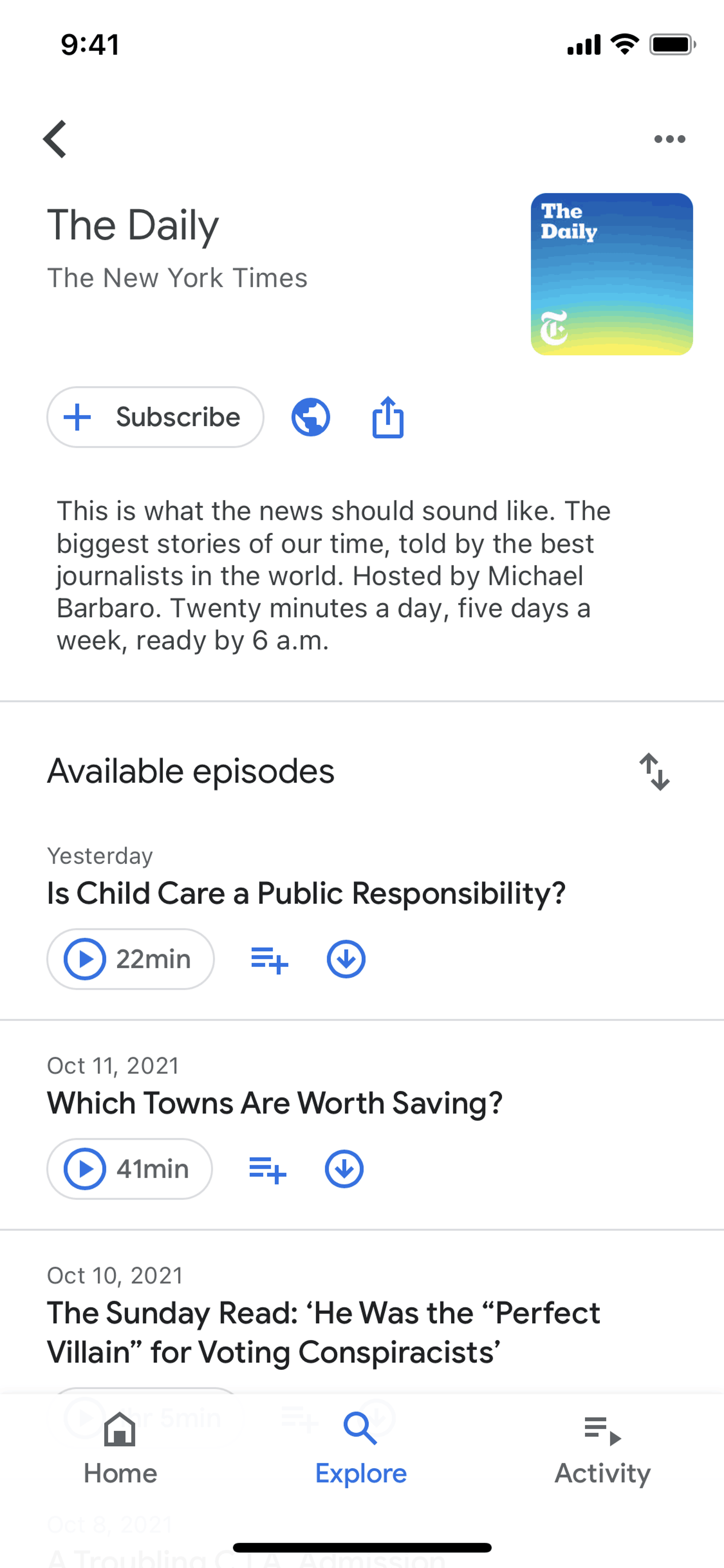 Google Podcasts iOS Entertainment interface screenshot 7