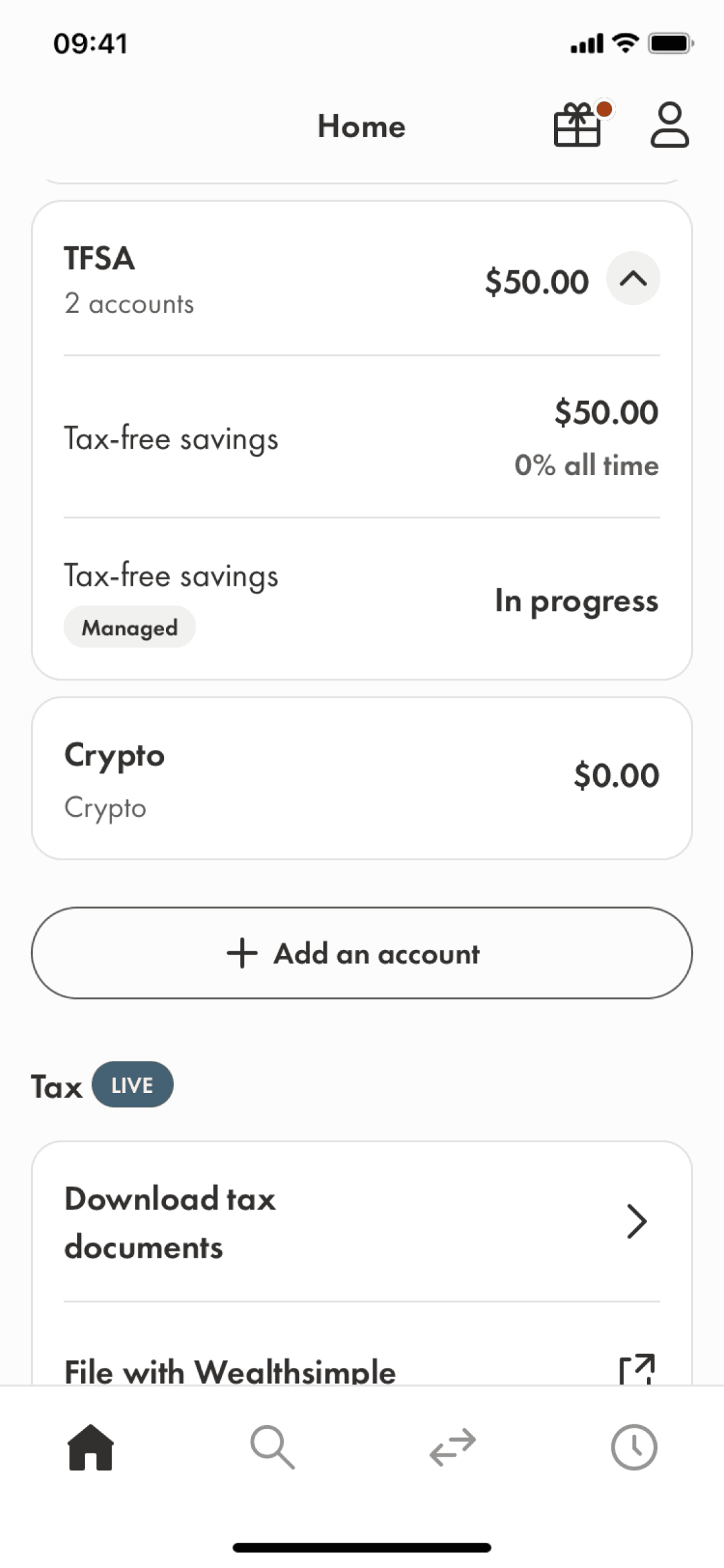 Wealthsimple iOS Finance interface screenshot 2