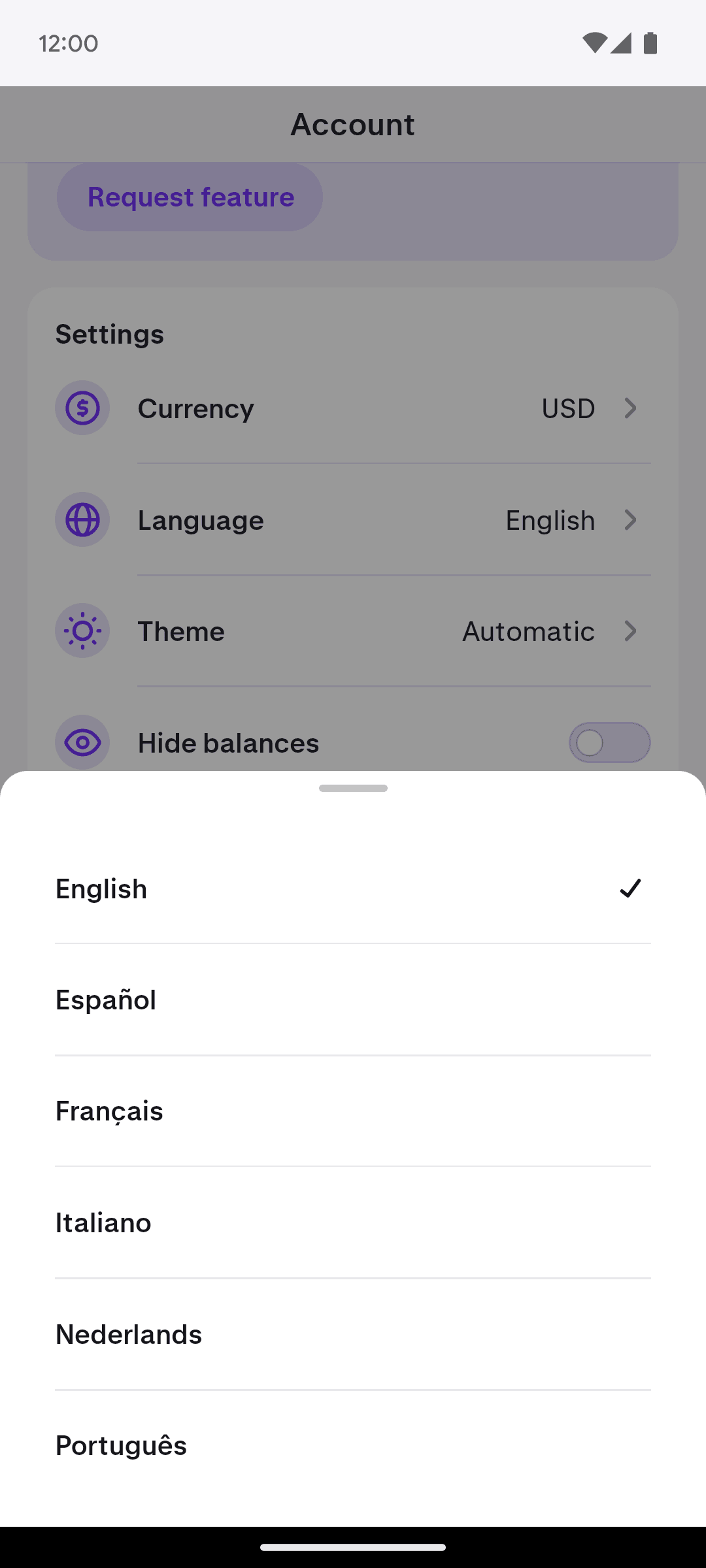 Kraken Android Finance interface screenshot 14