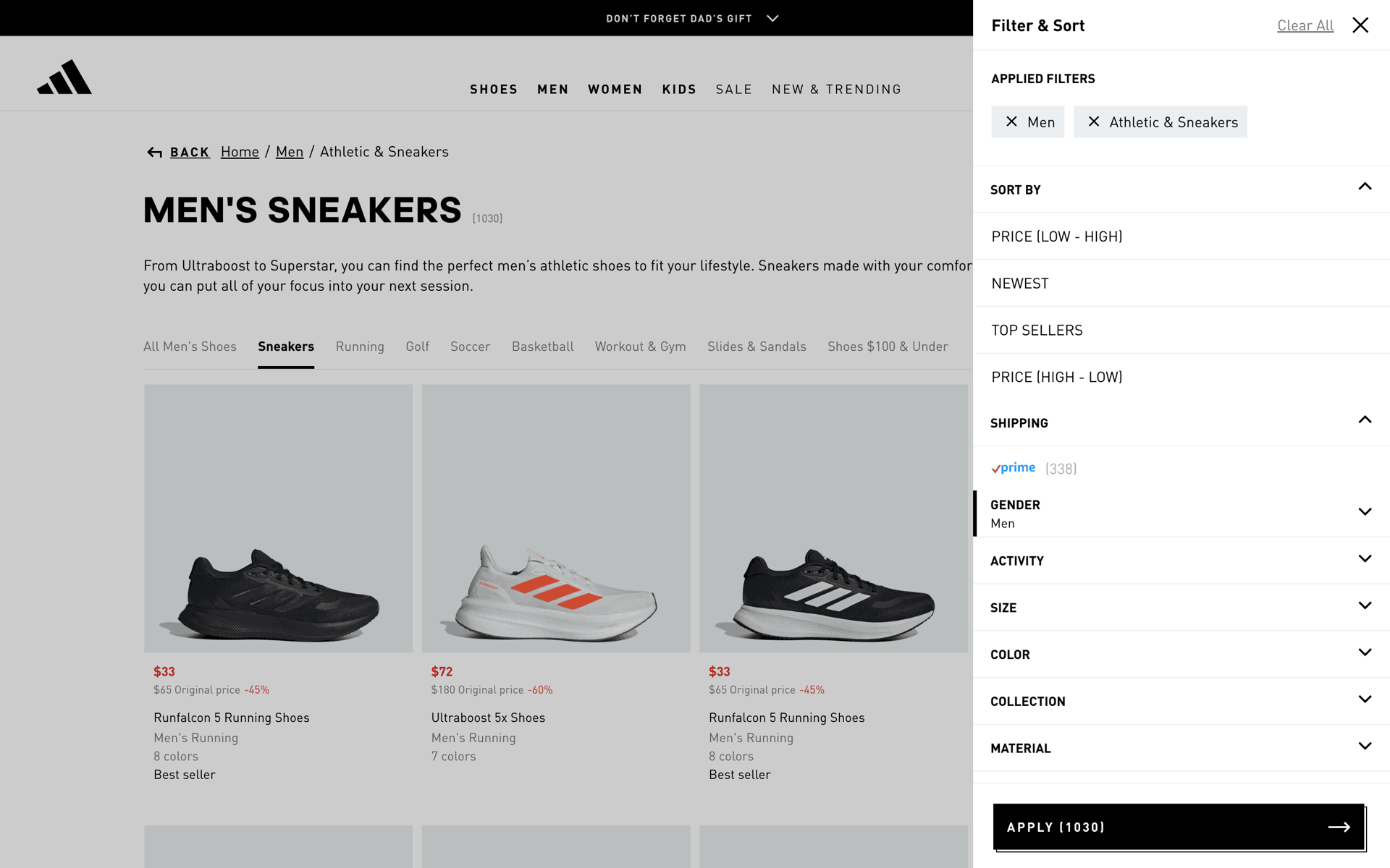 adidas Web Sports interface screenshot 23
