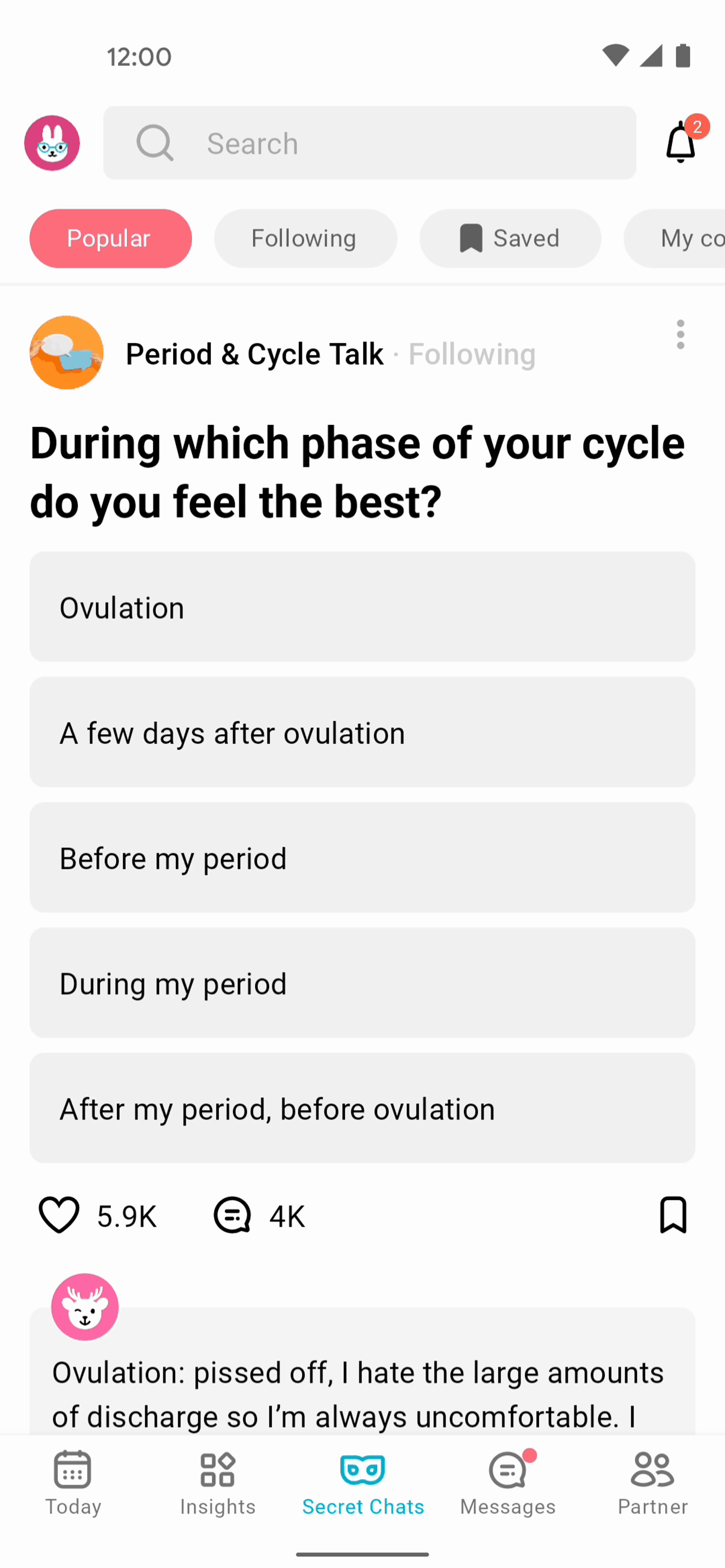 Flo Android Health & Fitness interface screenshot 15