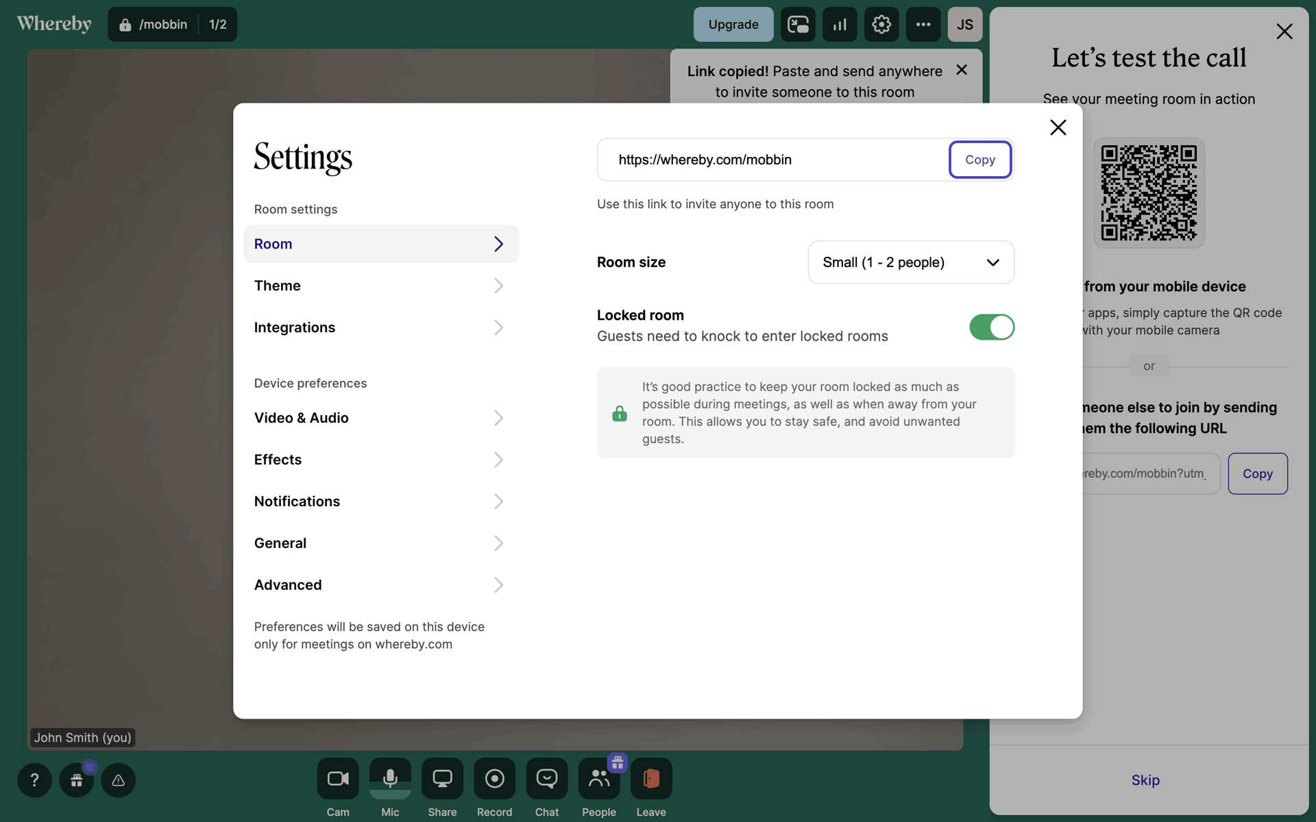 Whereby Web Business interface screenshot 22