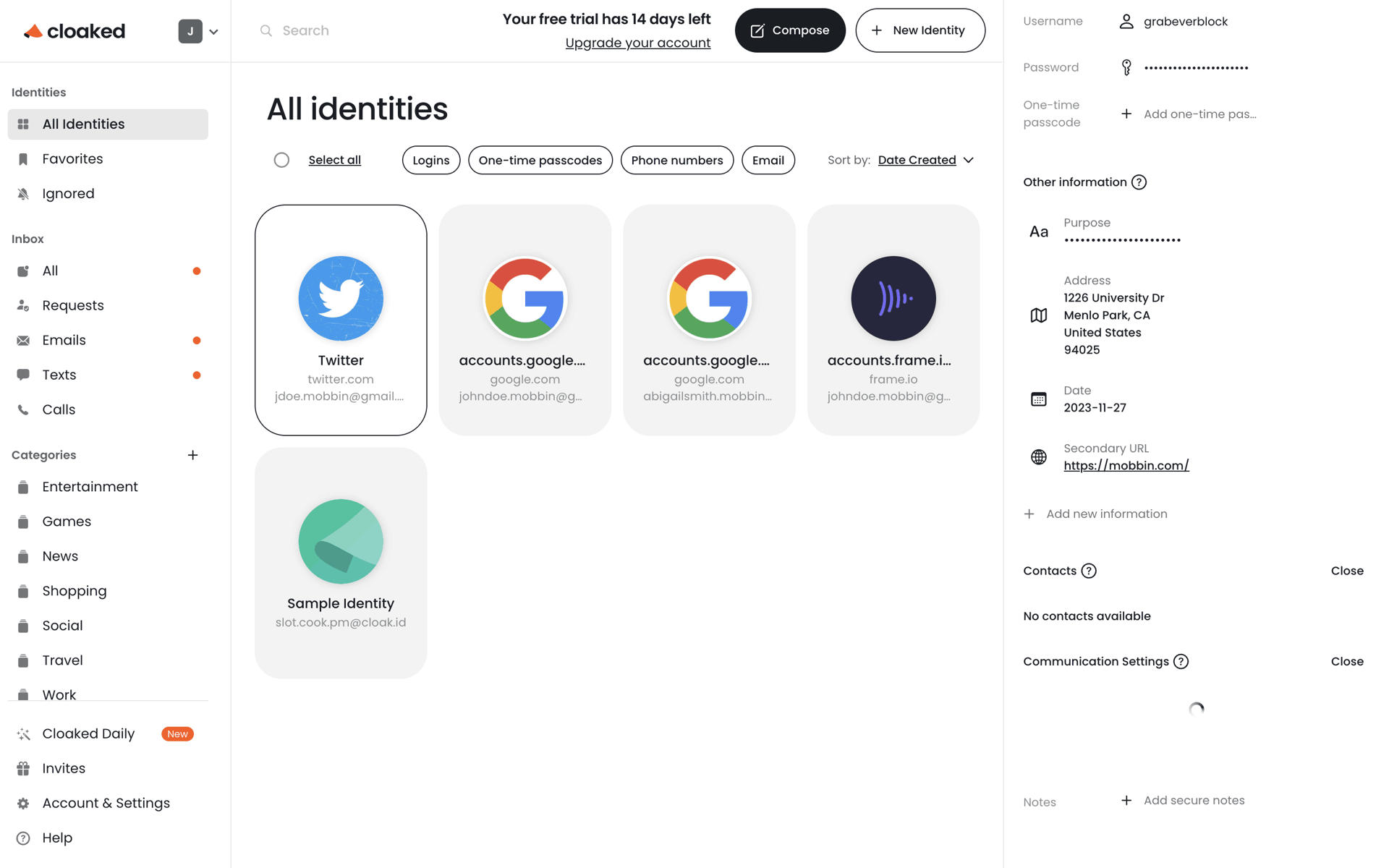 Cloaked Web Productivity interface screenshot 8