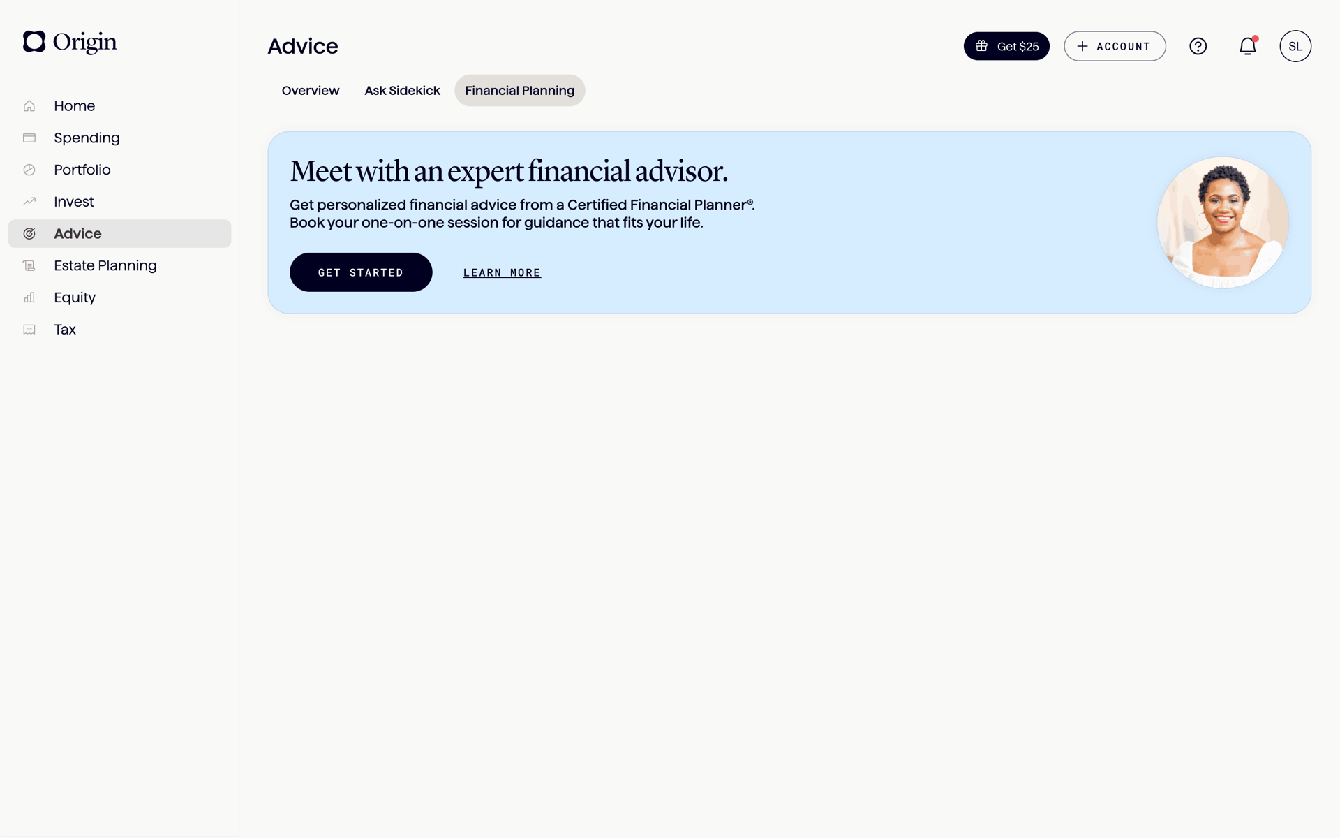 Origin Web Finance interface screenshot 24