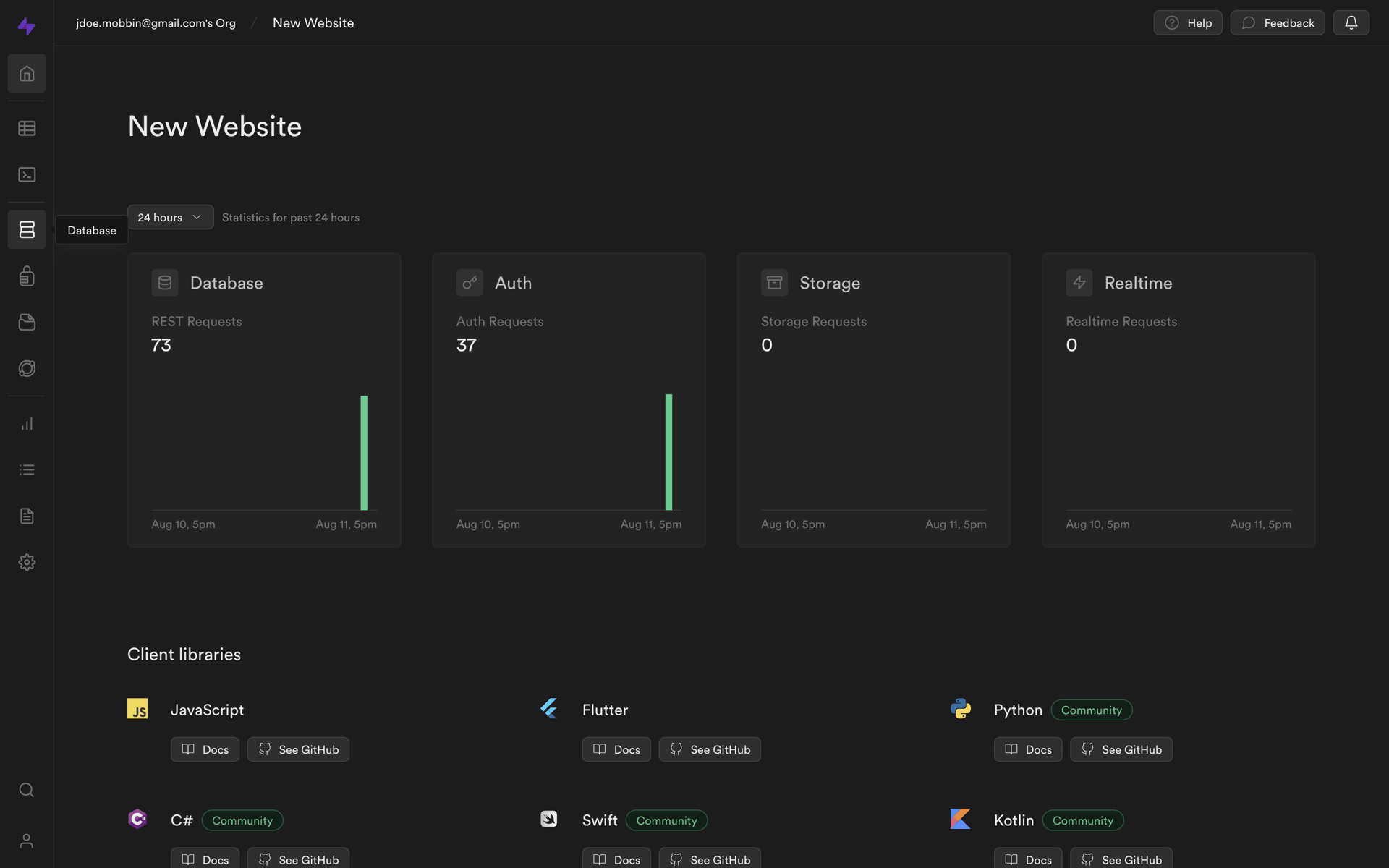 Supabase Web Developer Tools interface screenshot 12