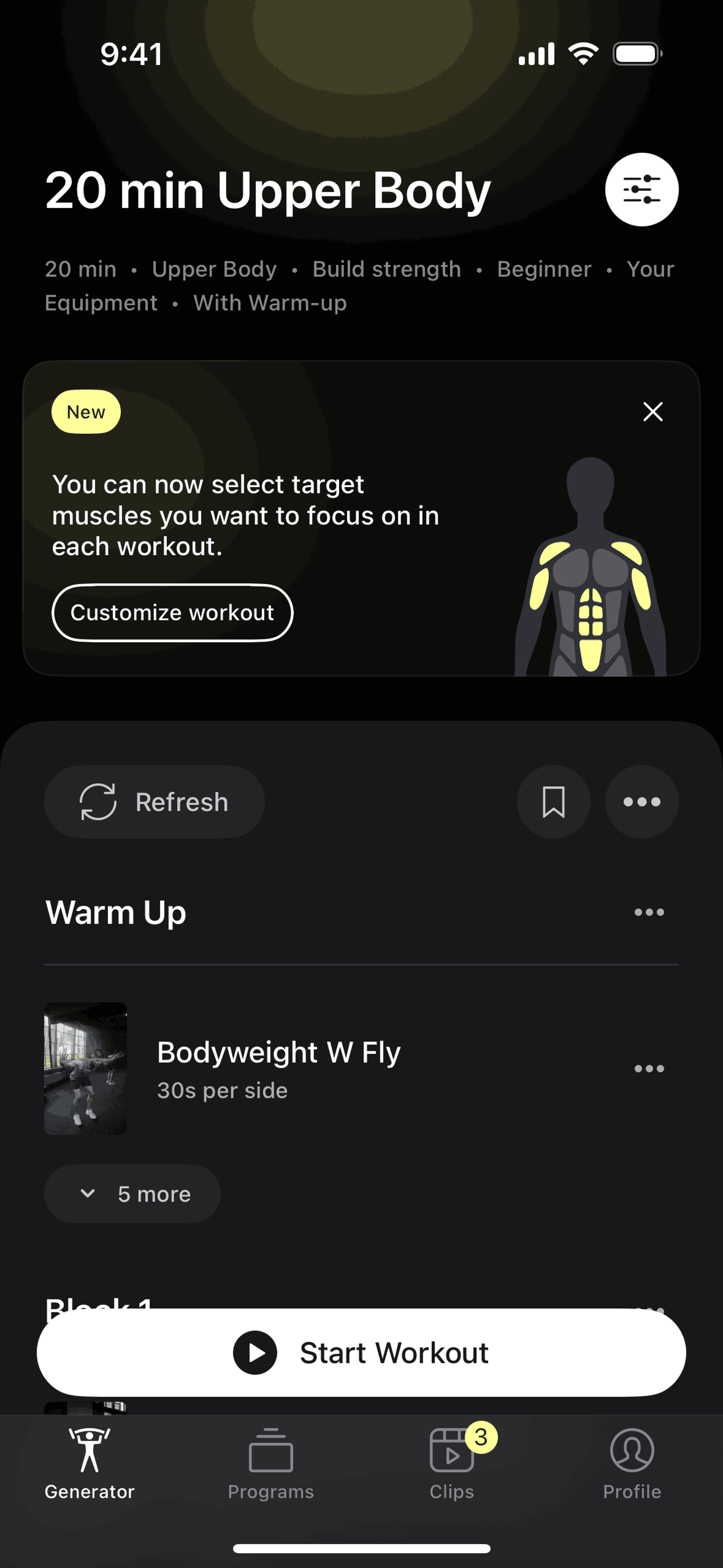 Peloton Strength+ iOS Health & Fitness interface screenshot 20