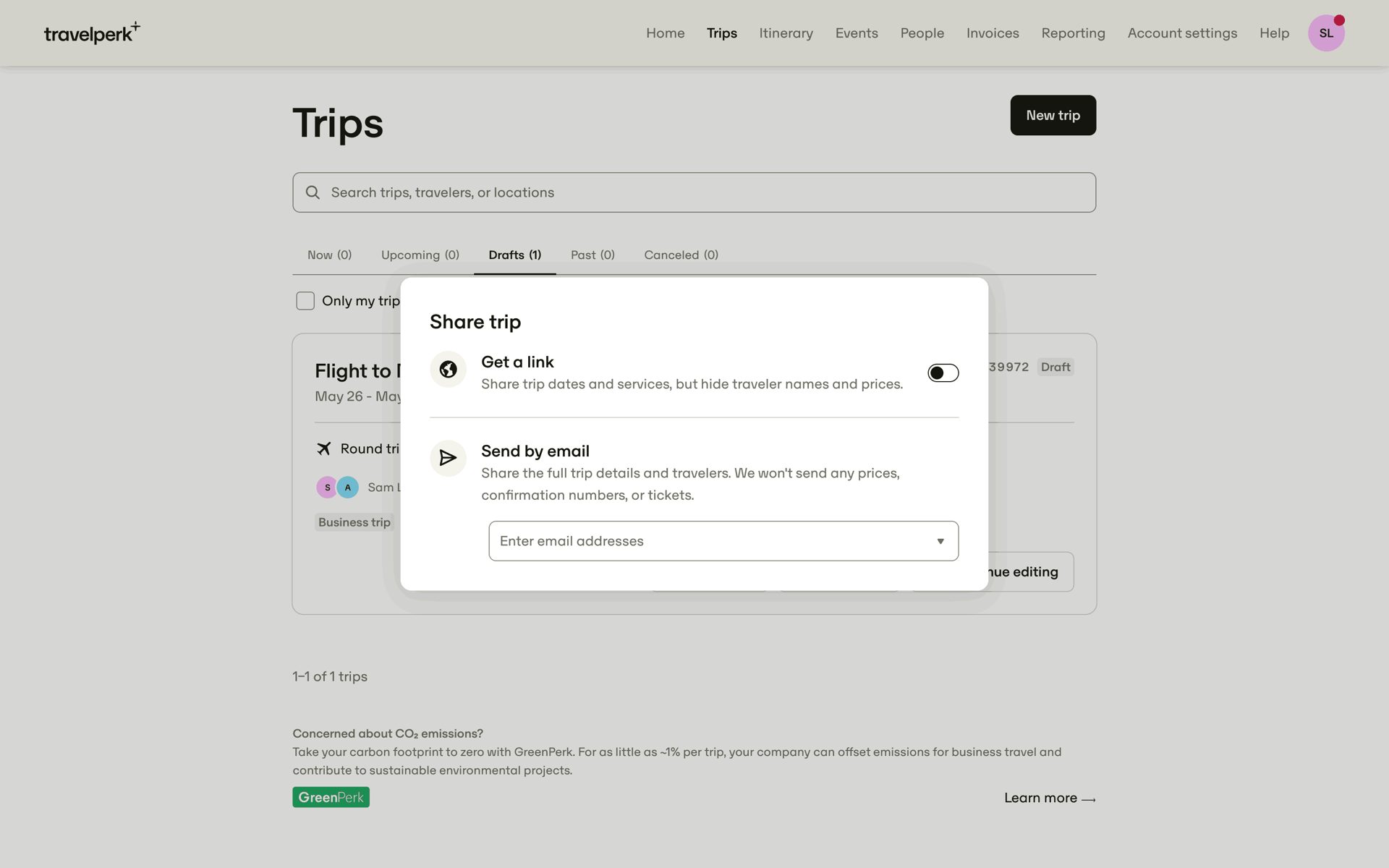 TravelPerk Web Travel & Transportation interface screenshot 11
