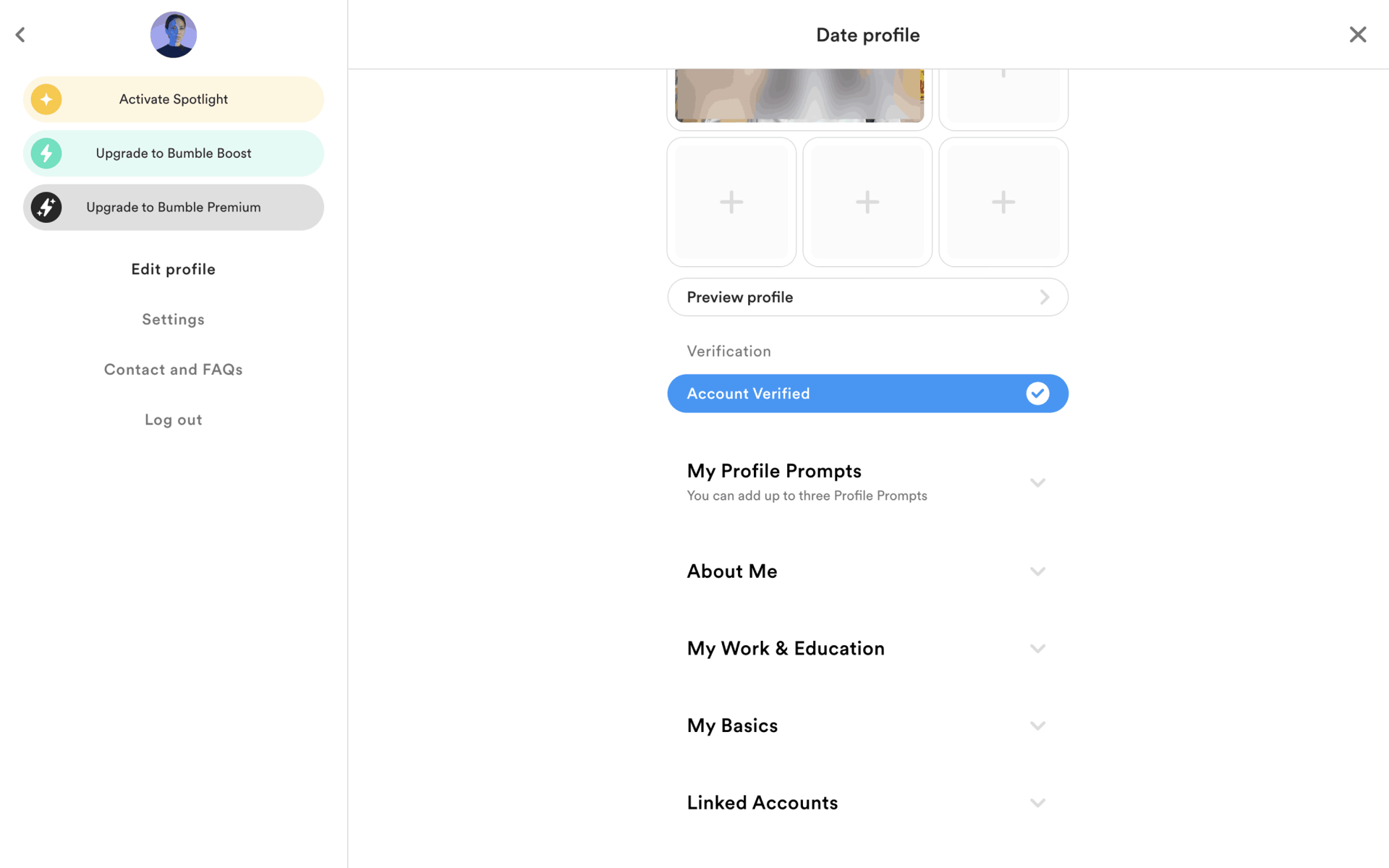 Bumble Web Lifestyle interface screenshot 15