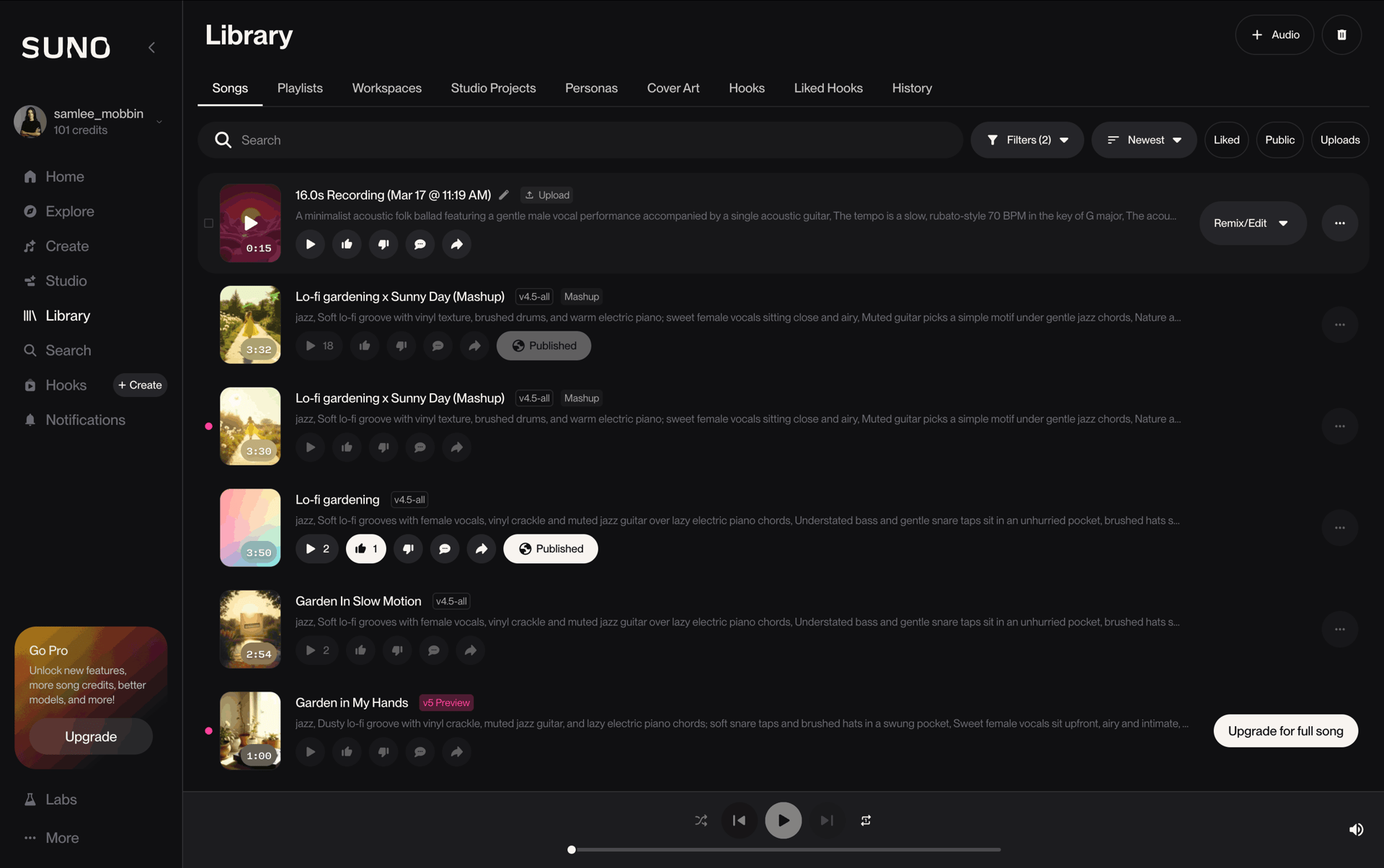 Suno Web AI interface screenshot 16
