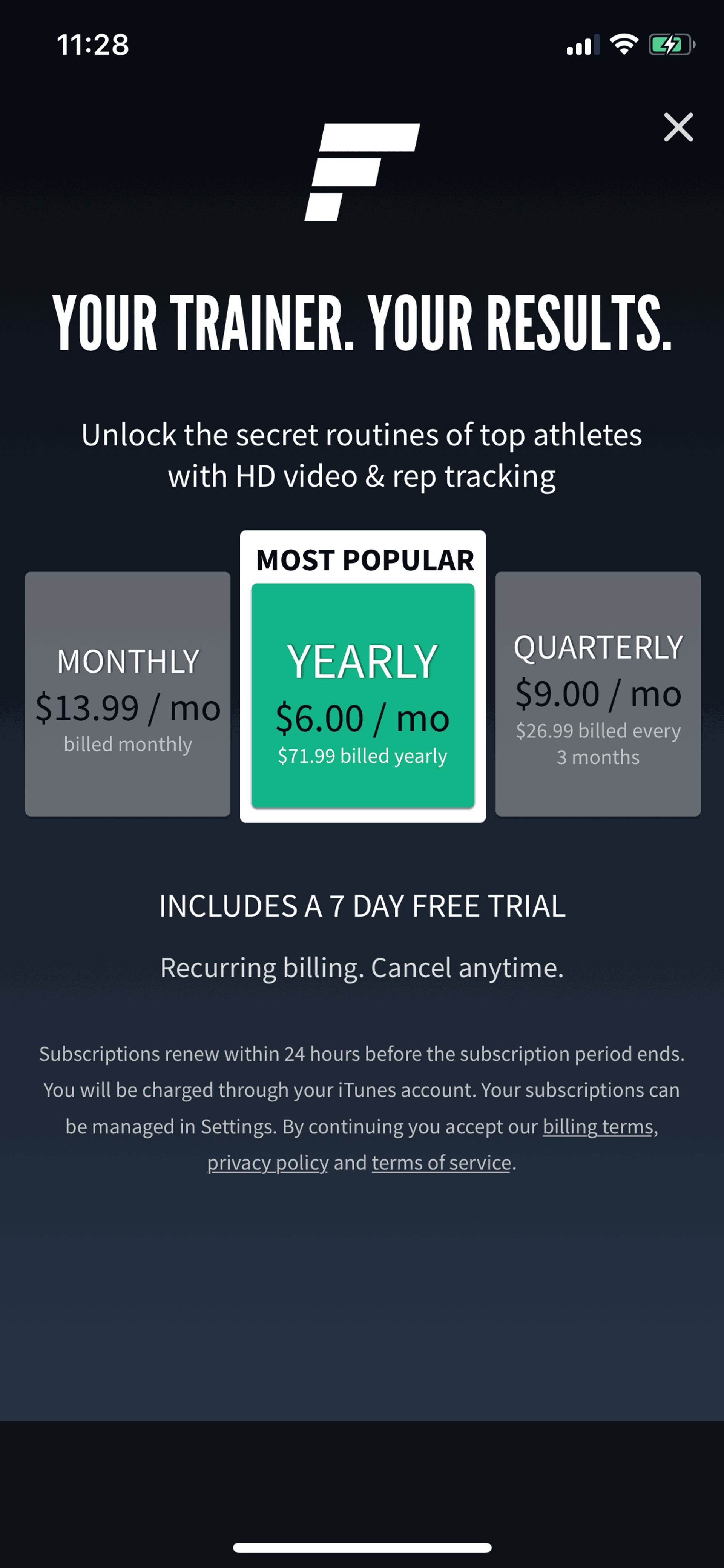 Fitplan iOS Health & Fitness interface screenshot 11