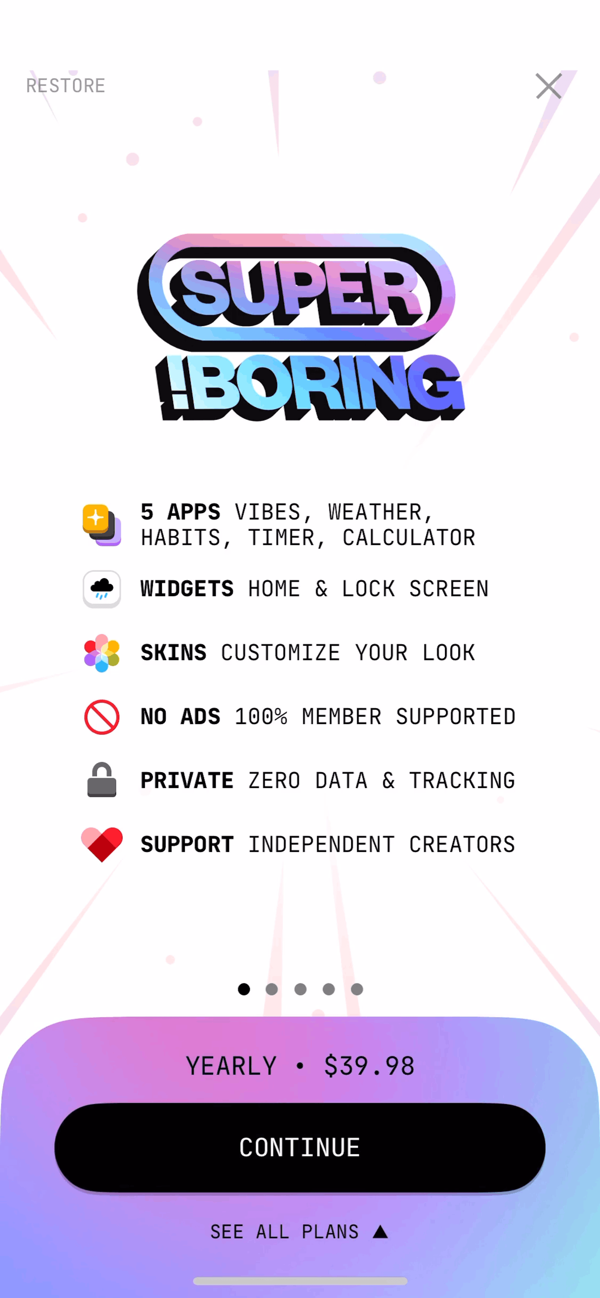 (Not Boring) Vibes iOS Health & Fitness interface screenshot 16