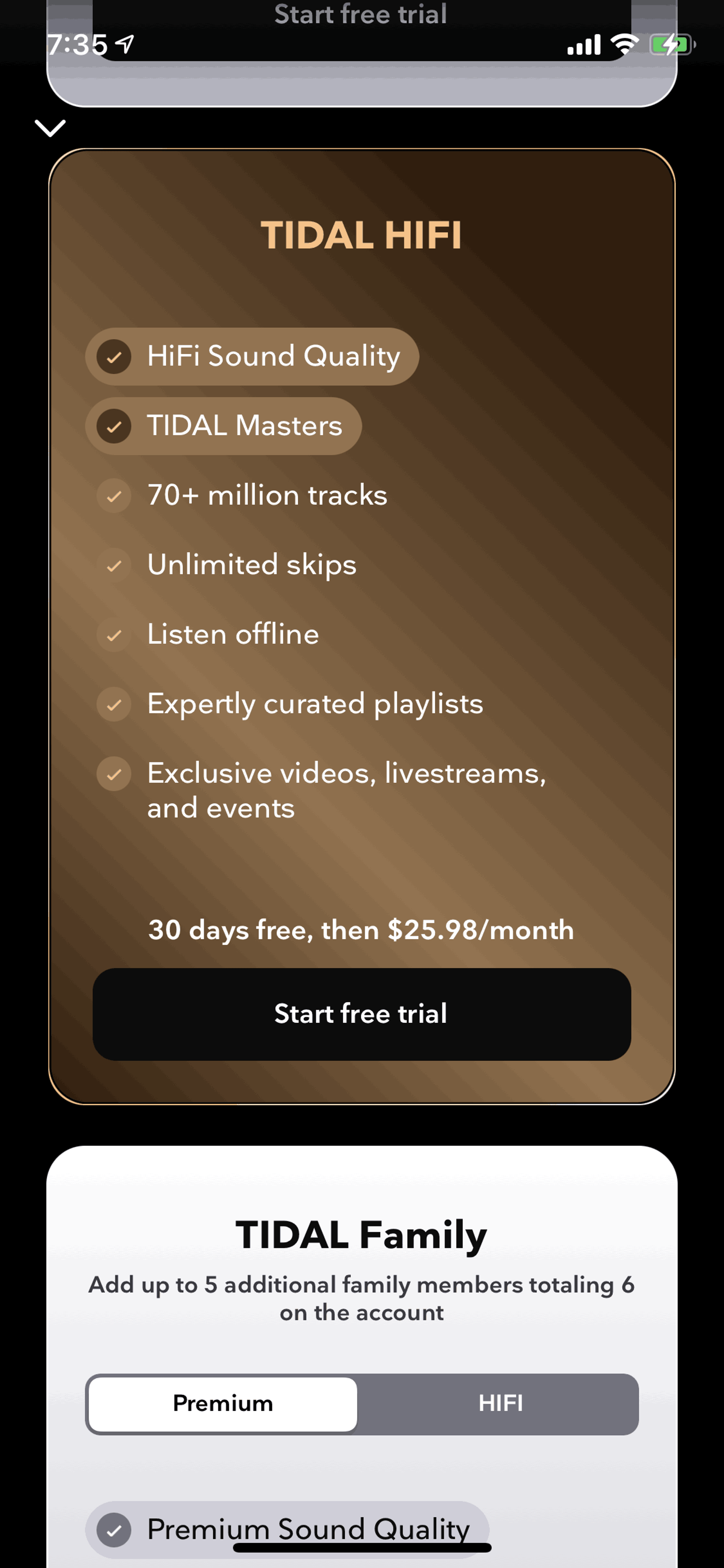 TIDAL iOS Music & Audio interface screenshot 17