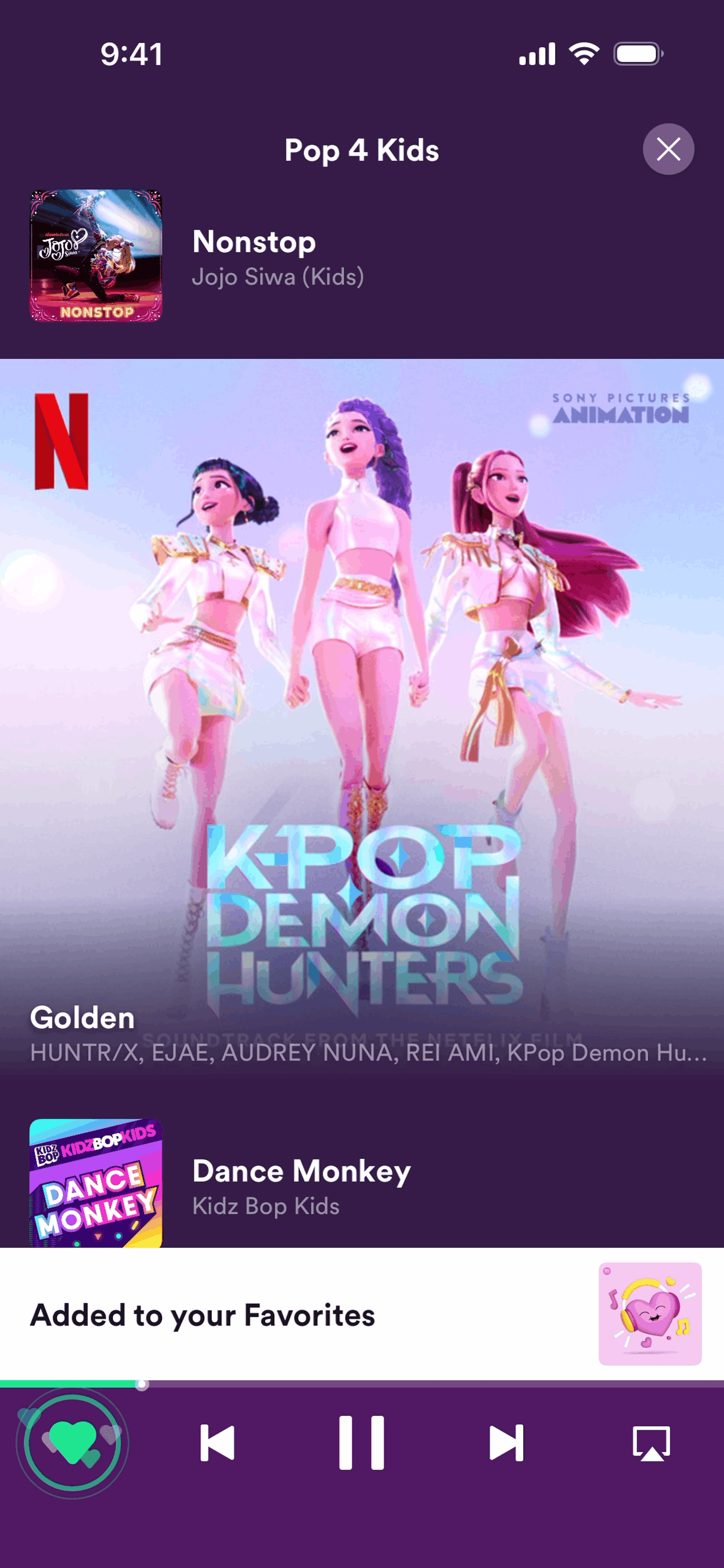 Spotify Kids iOS Music & Audio interface screenshot 9