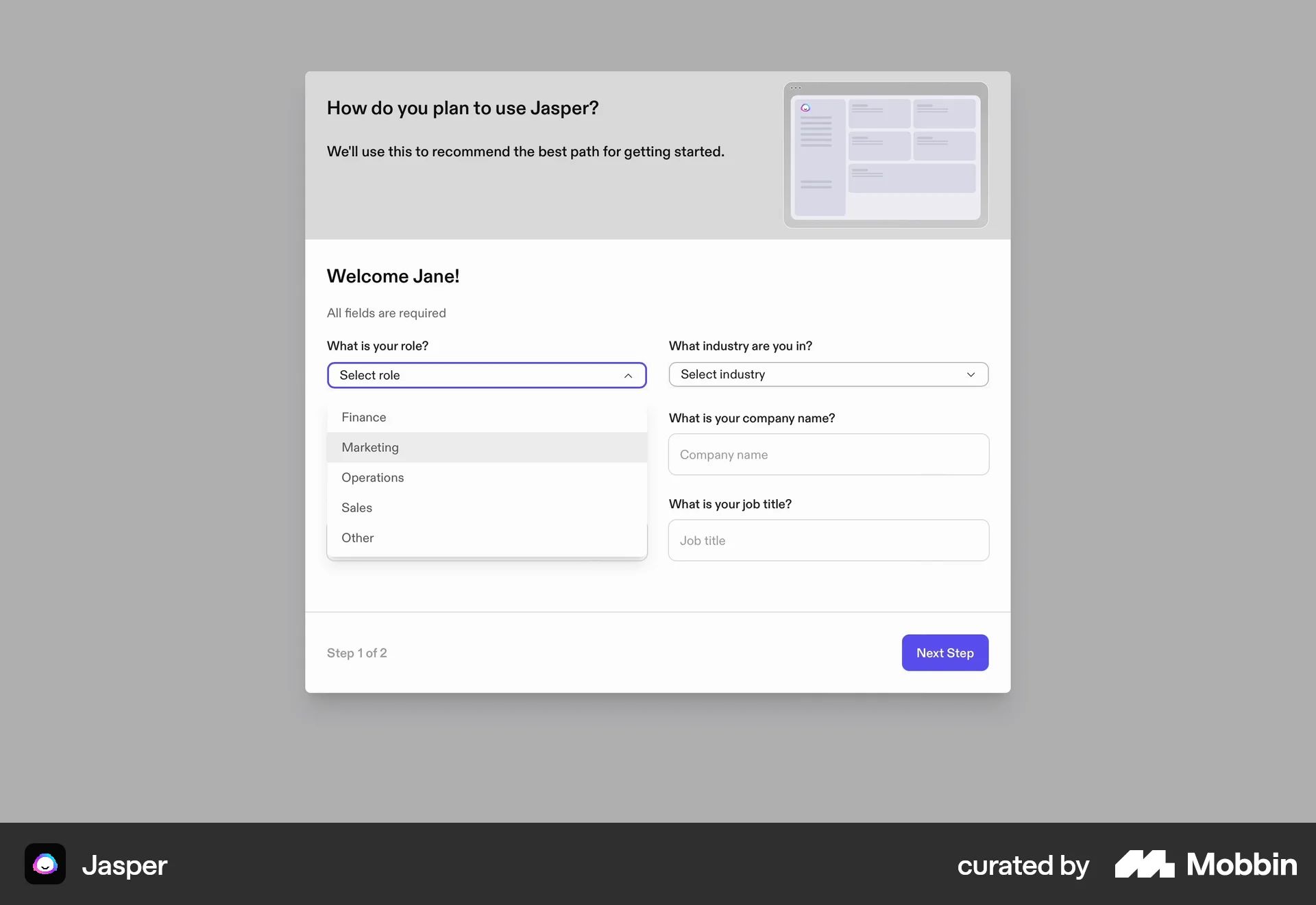 Onboarding on Jasper (web) screen 12